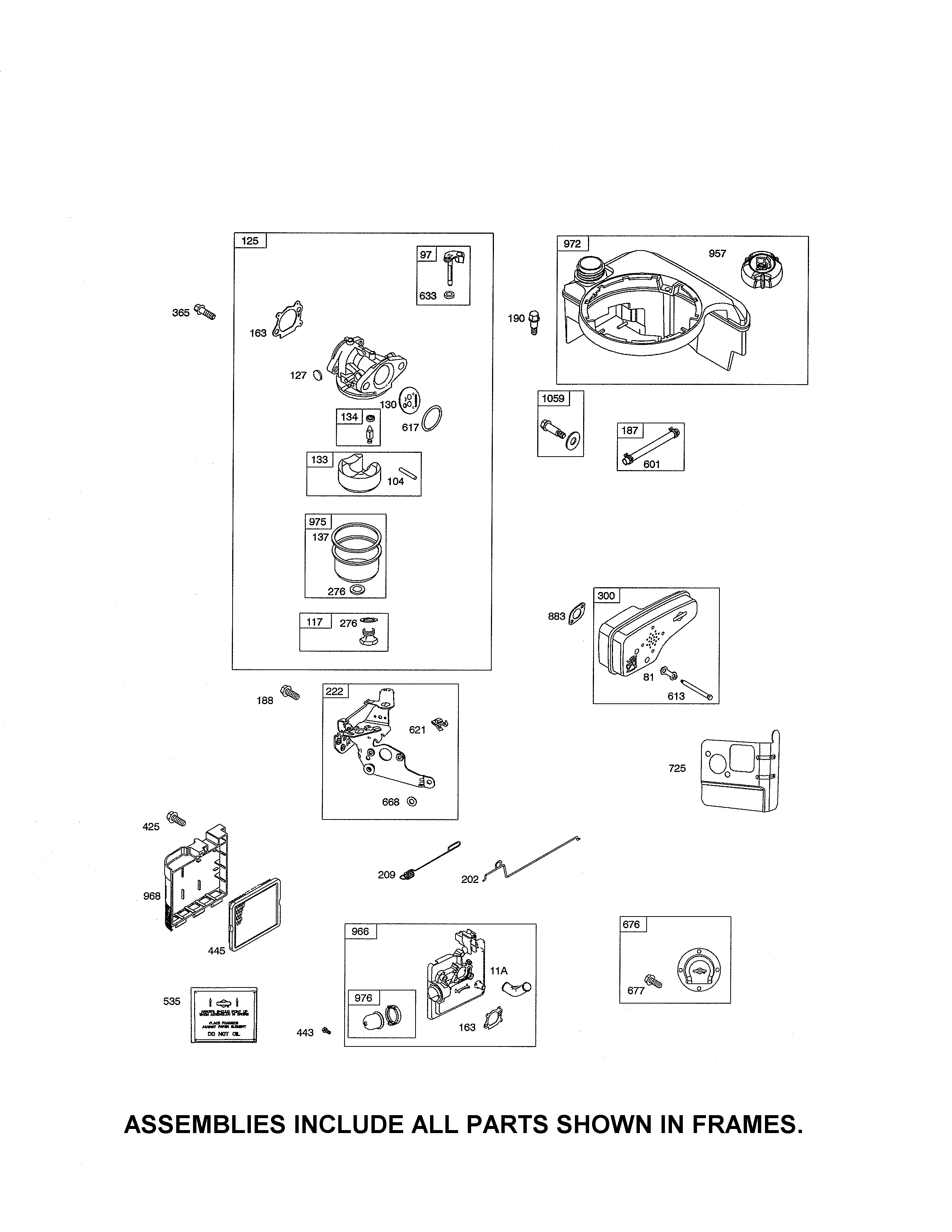 Carburetor/fuel tank/muffler
