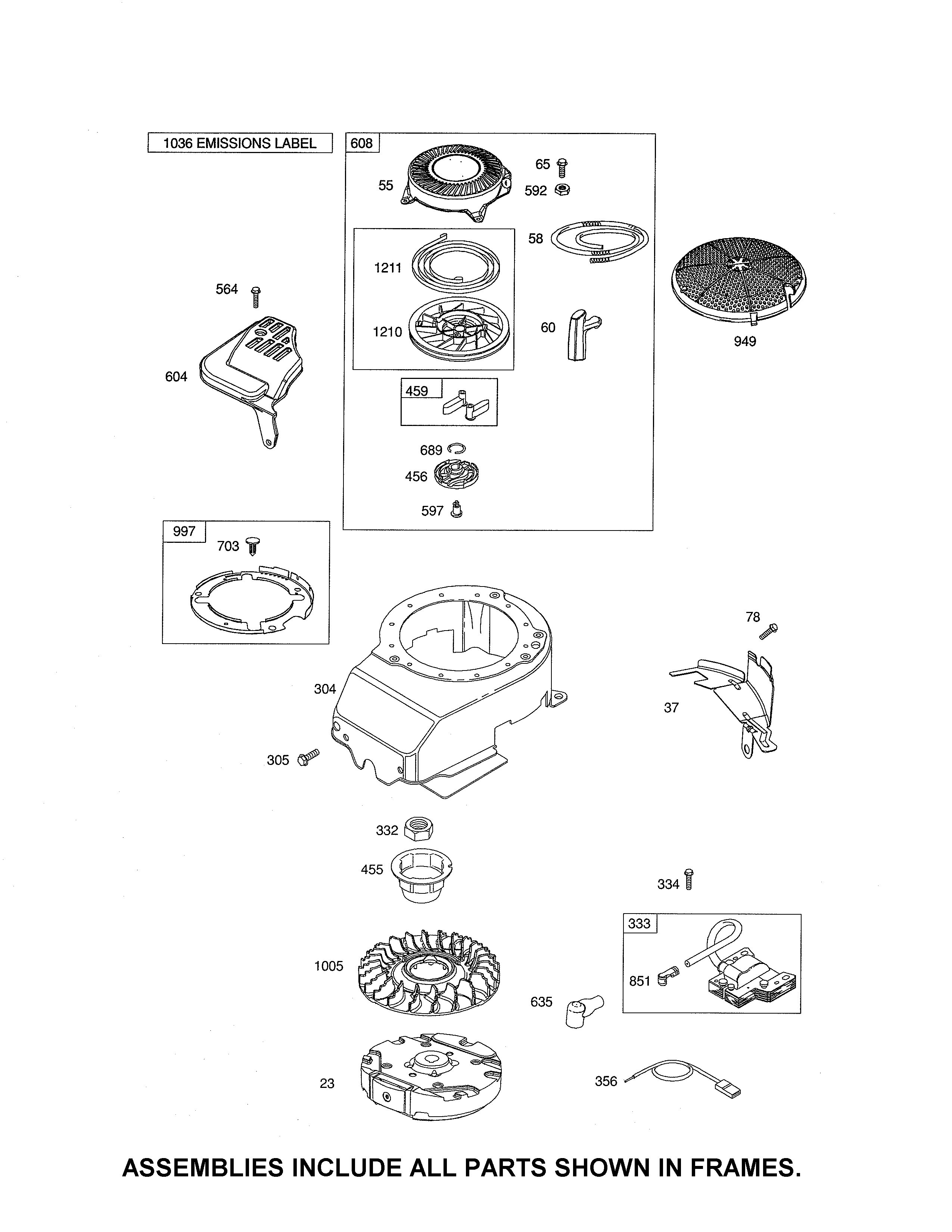Rewind starter/blower housing