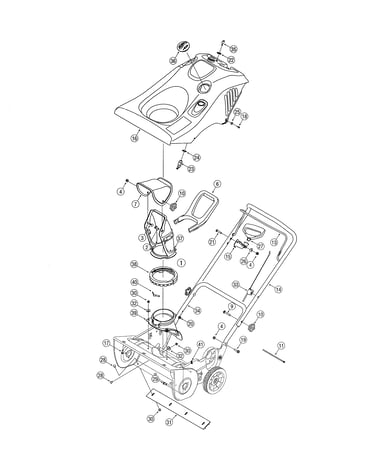 Chute/handle/shroud