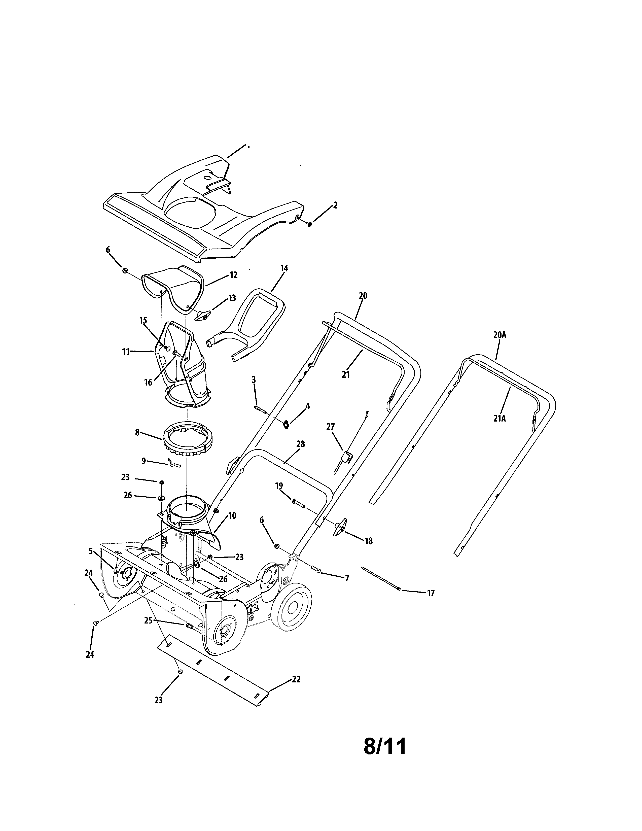 Shroud/chute/handle/auger housing