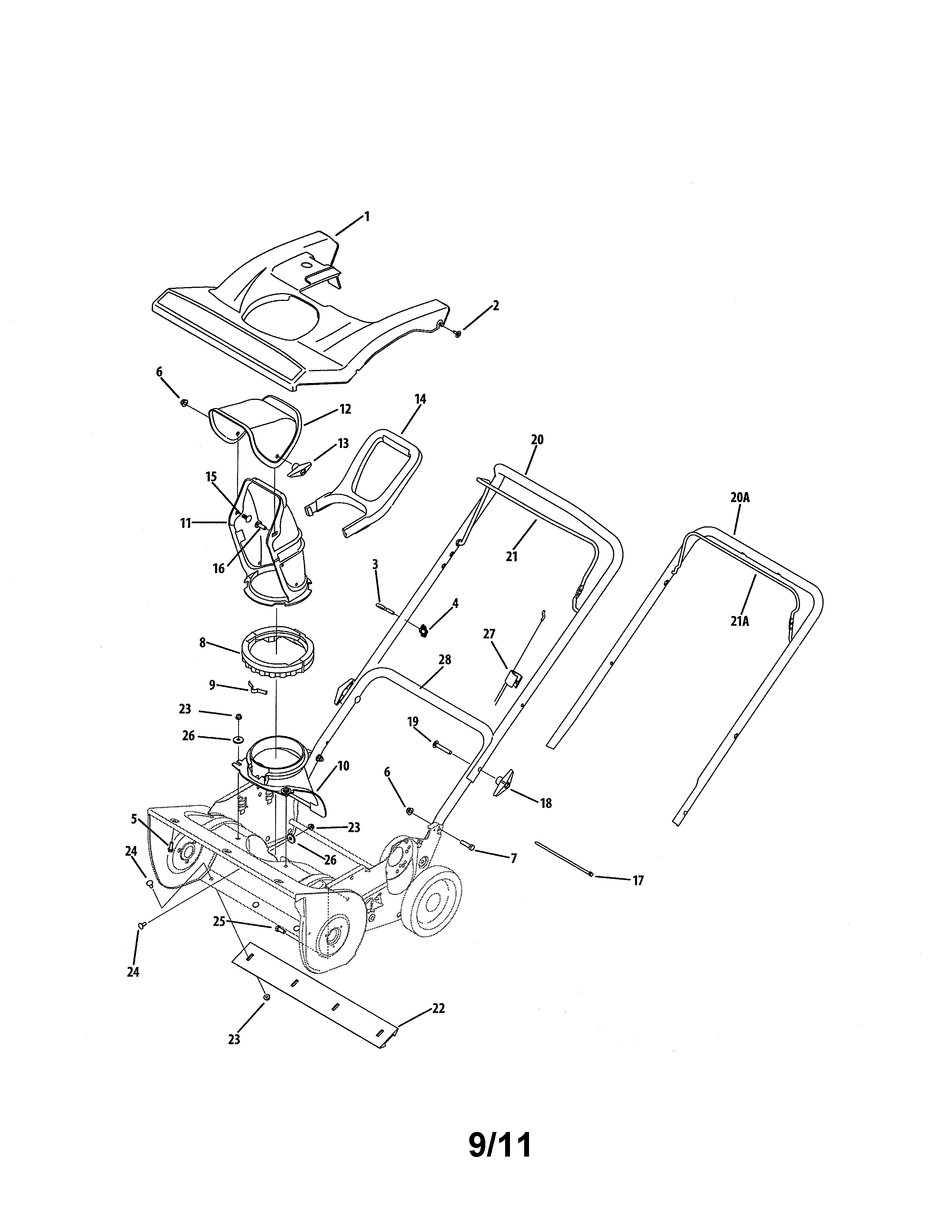 SHROUD/CHUTE/HANDLE/AUGER HOUSING