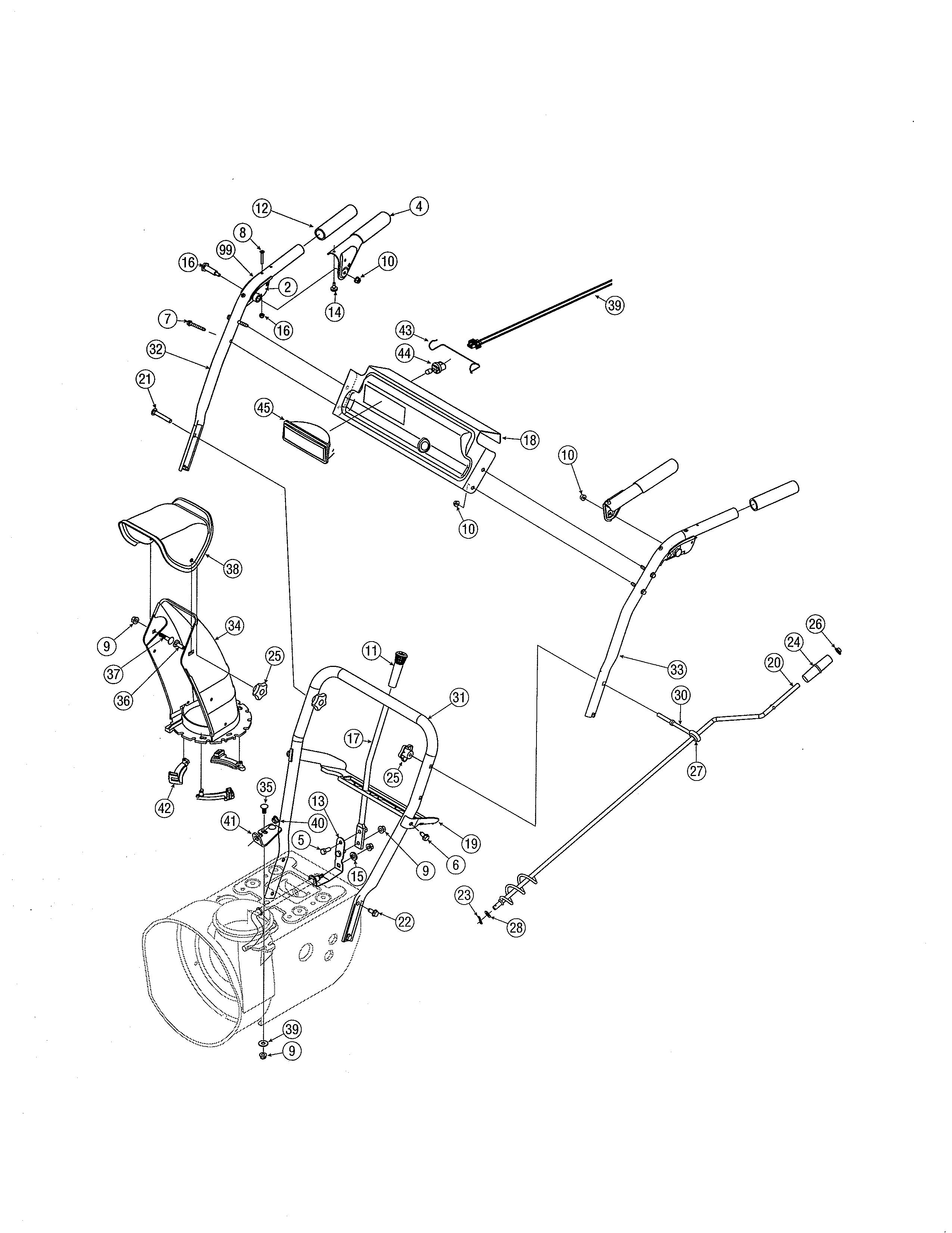 Chute/handle/light