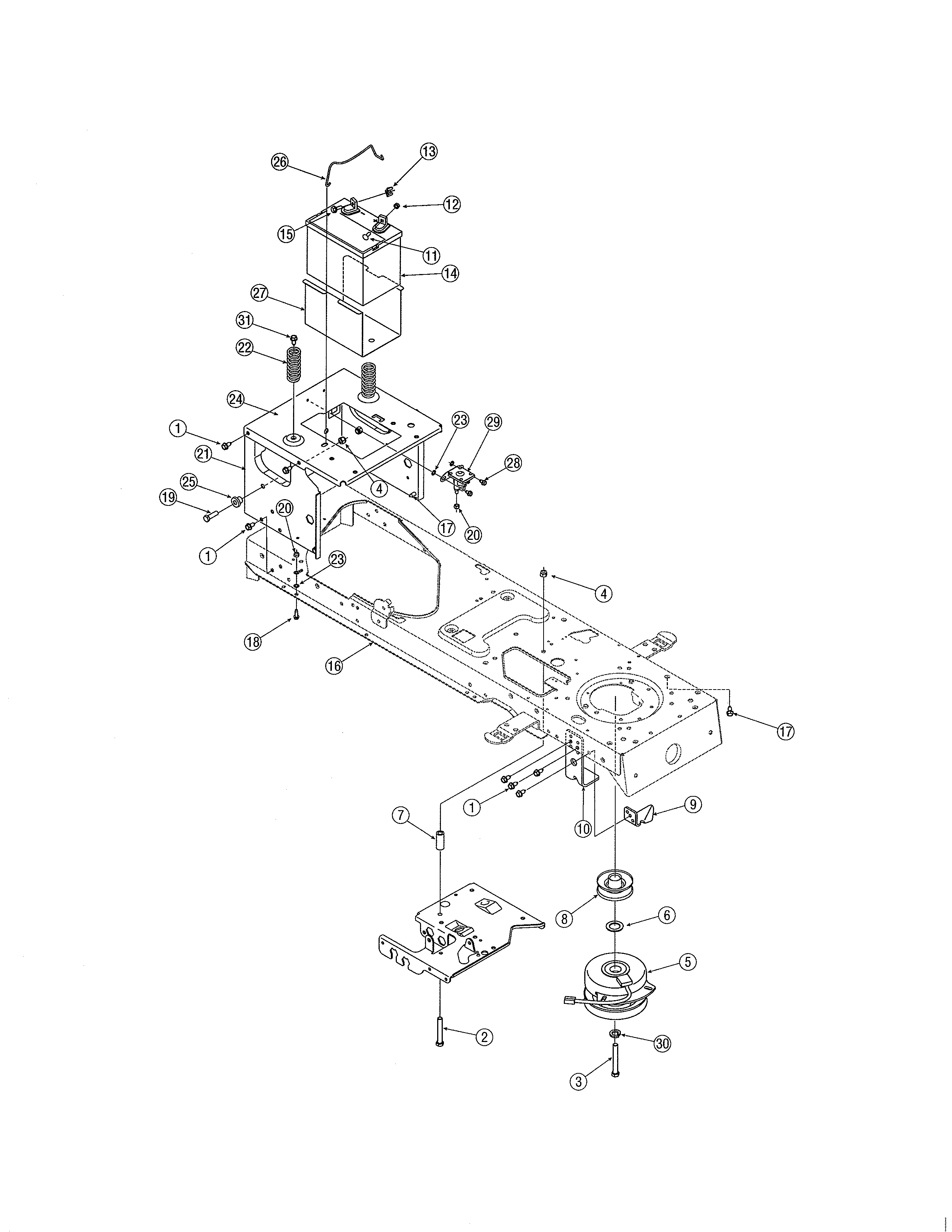 Frame/battery - electric pto