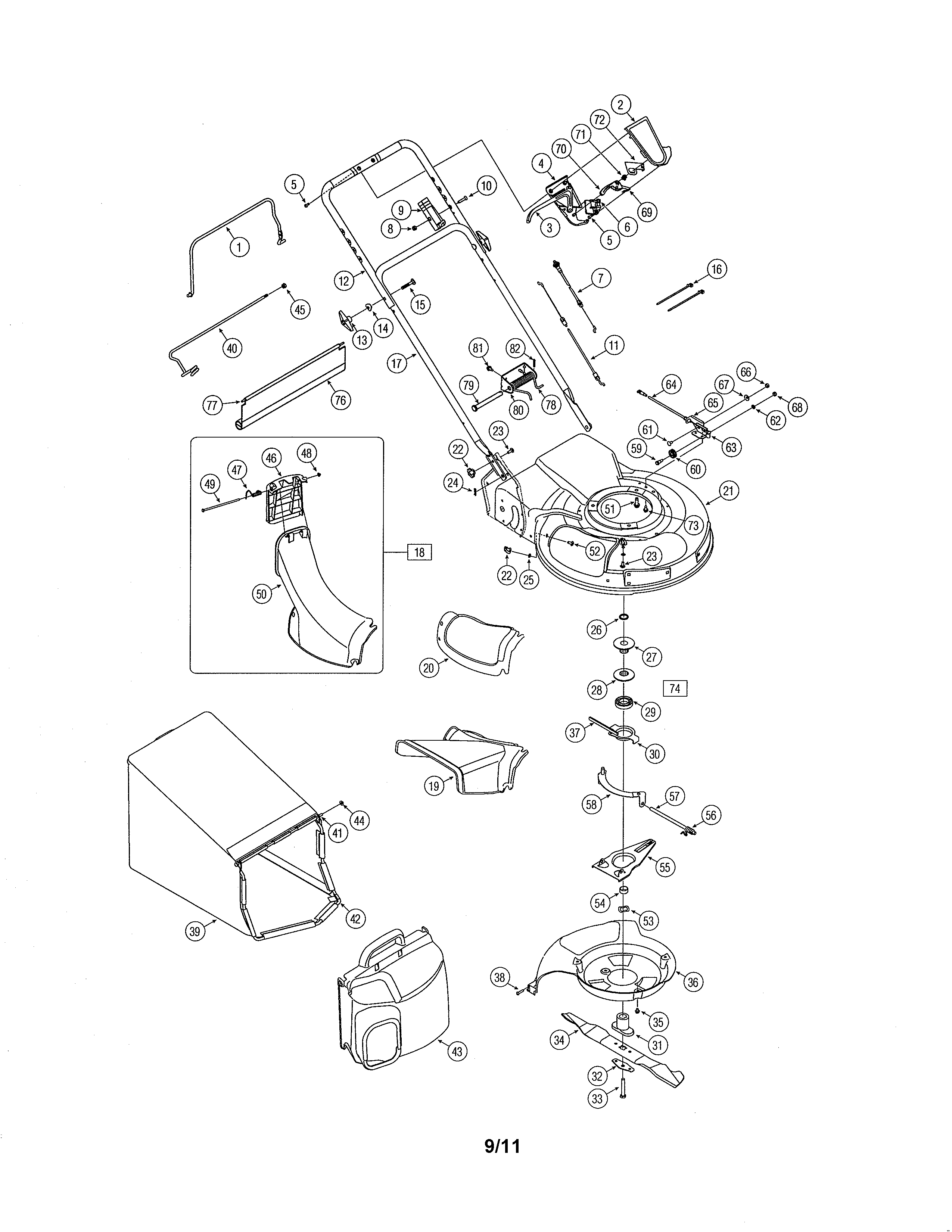 Handle/chute/deck