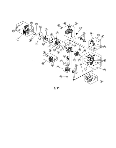 Cylinder/flywheel/fuel tank