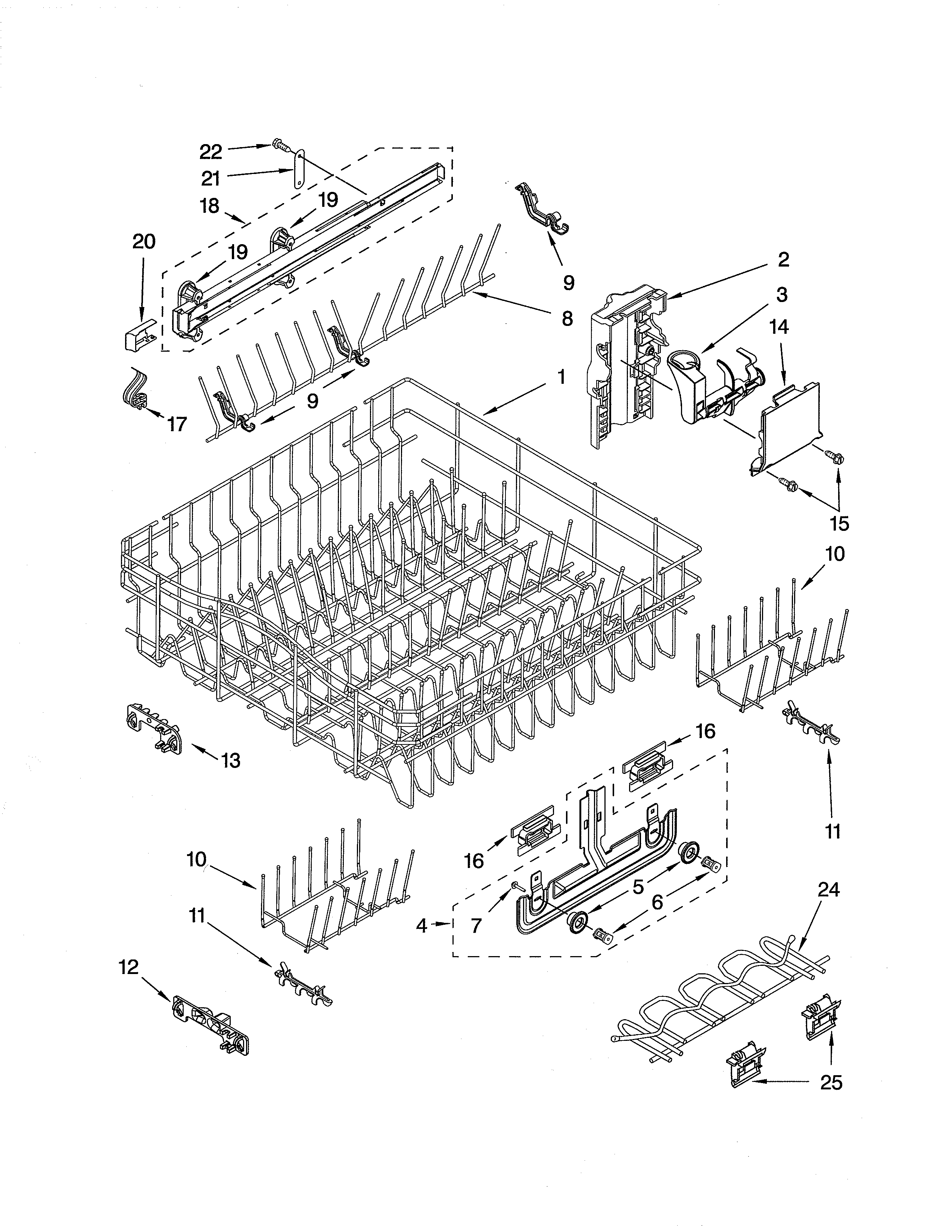 Upper rack & track