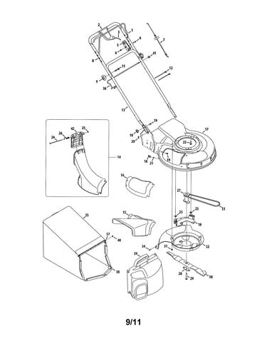 Handle/chute/deck