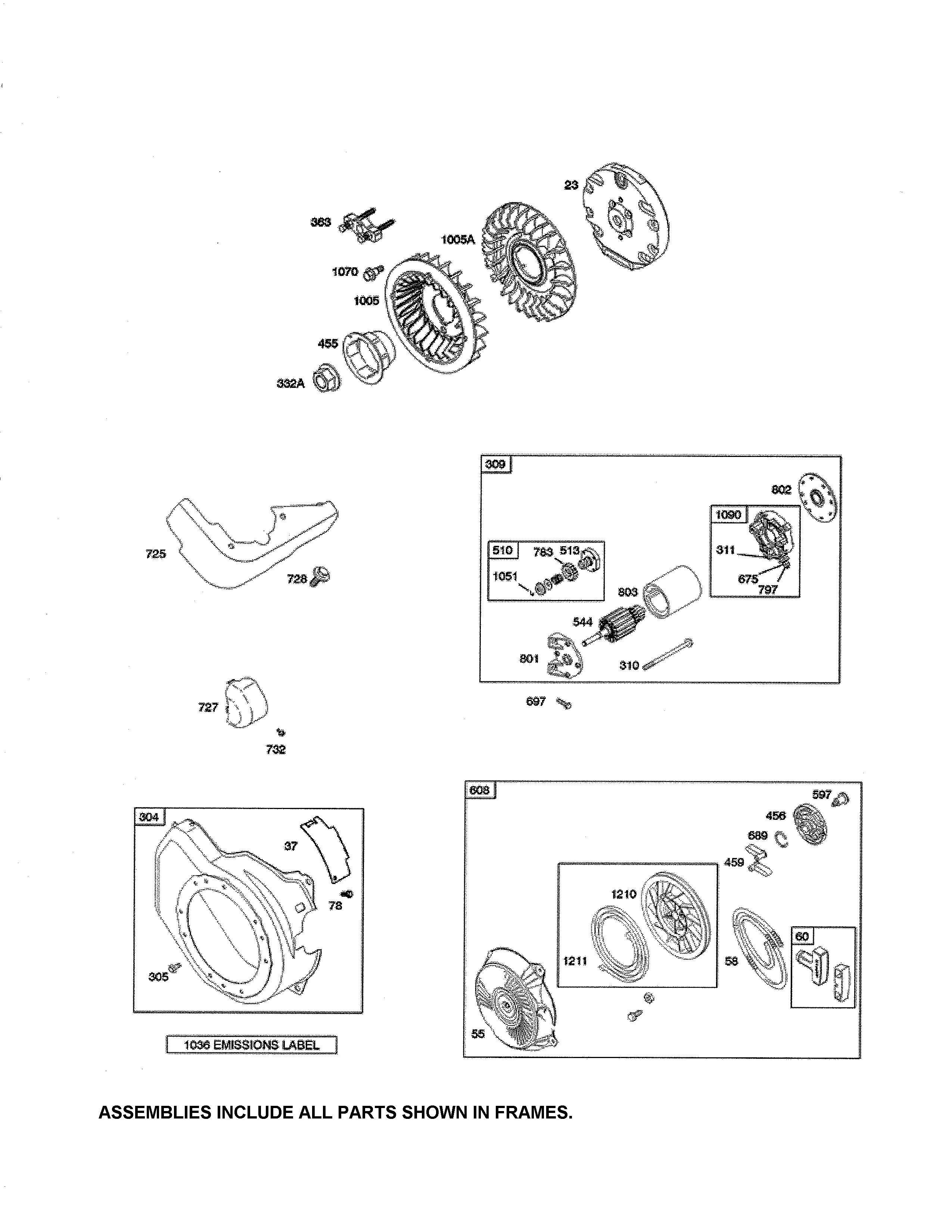 Blower housing/electric starter/flywheel