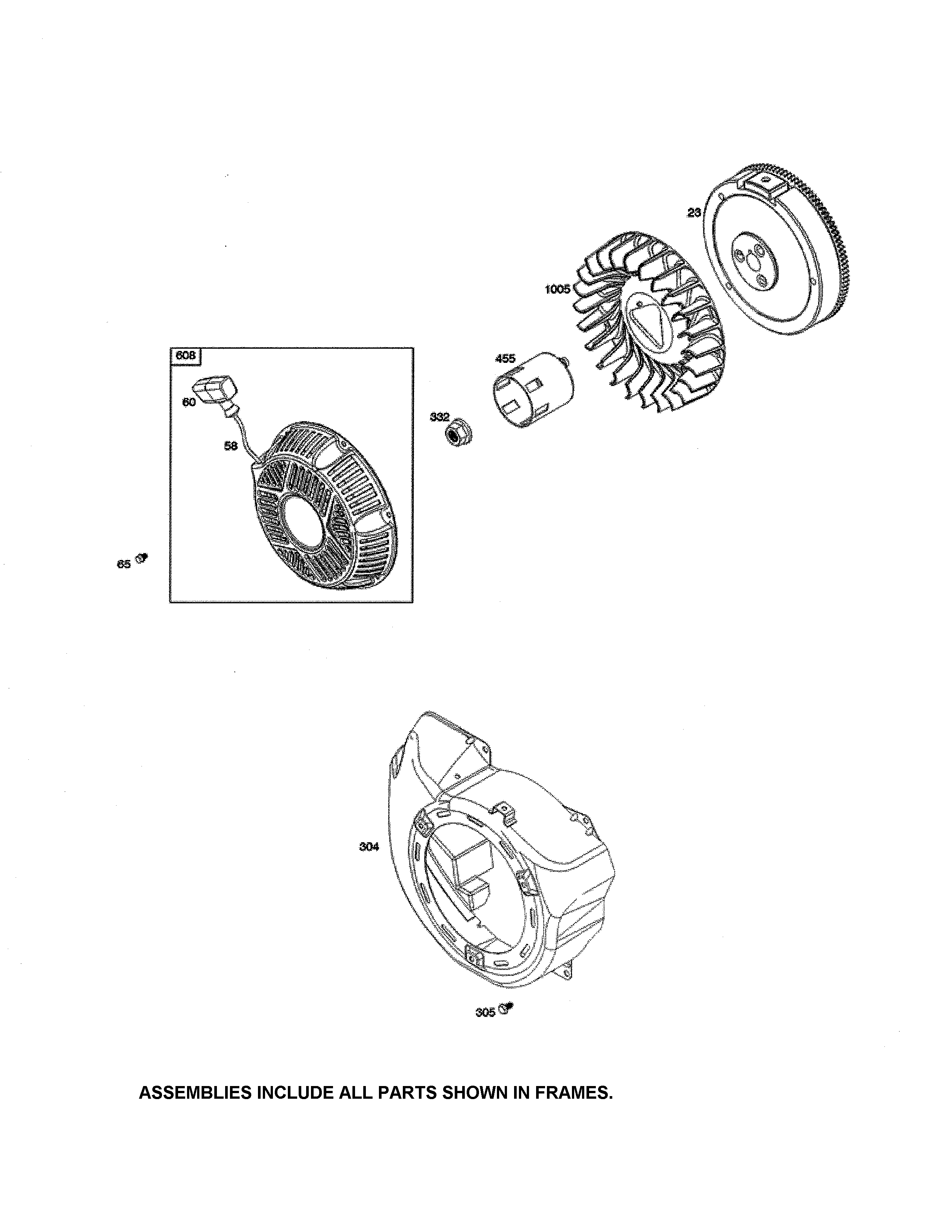 Blower housing/flywheel/rewind starter