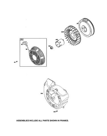 Blower housing/flywheel/rewind starter