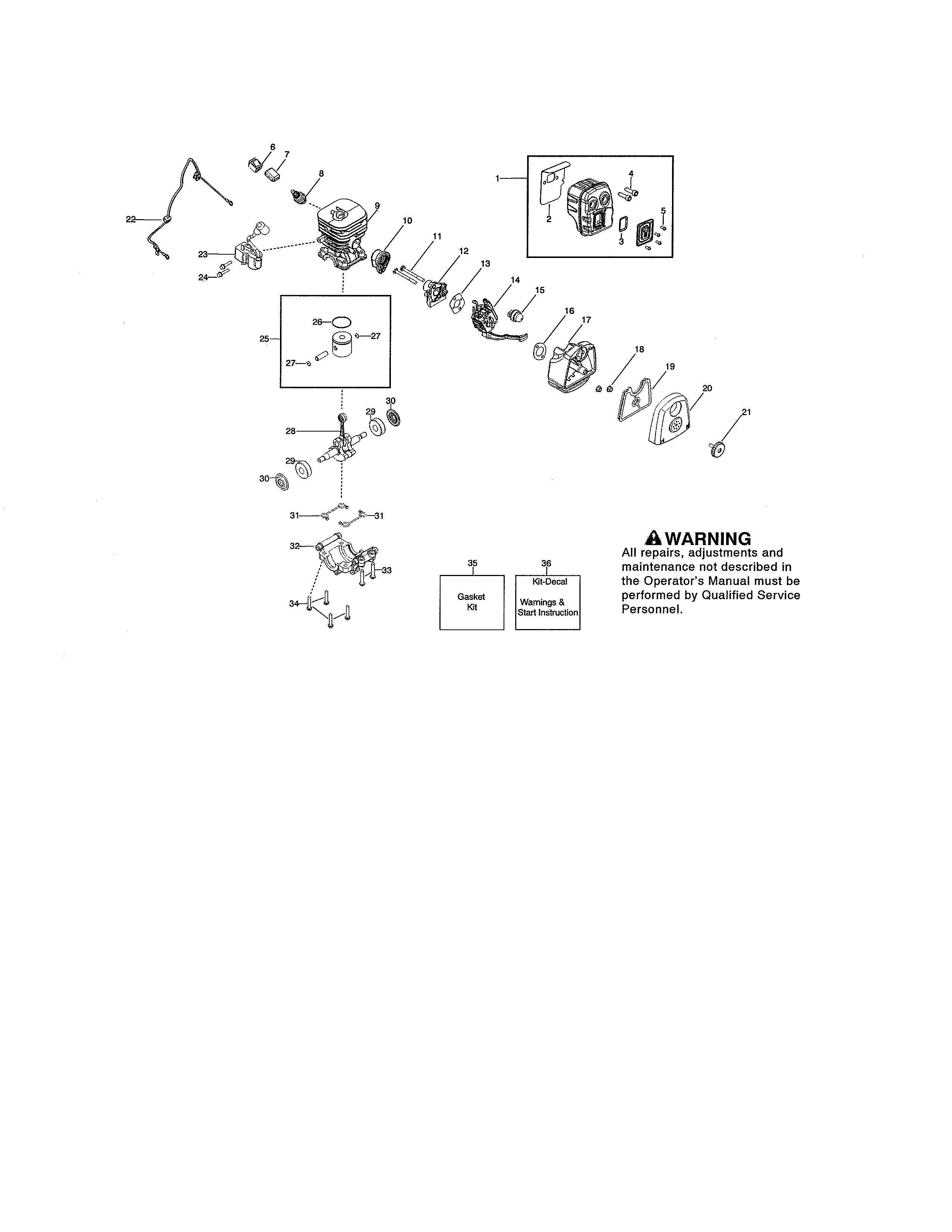 Muffler/cylinder/piston