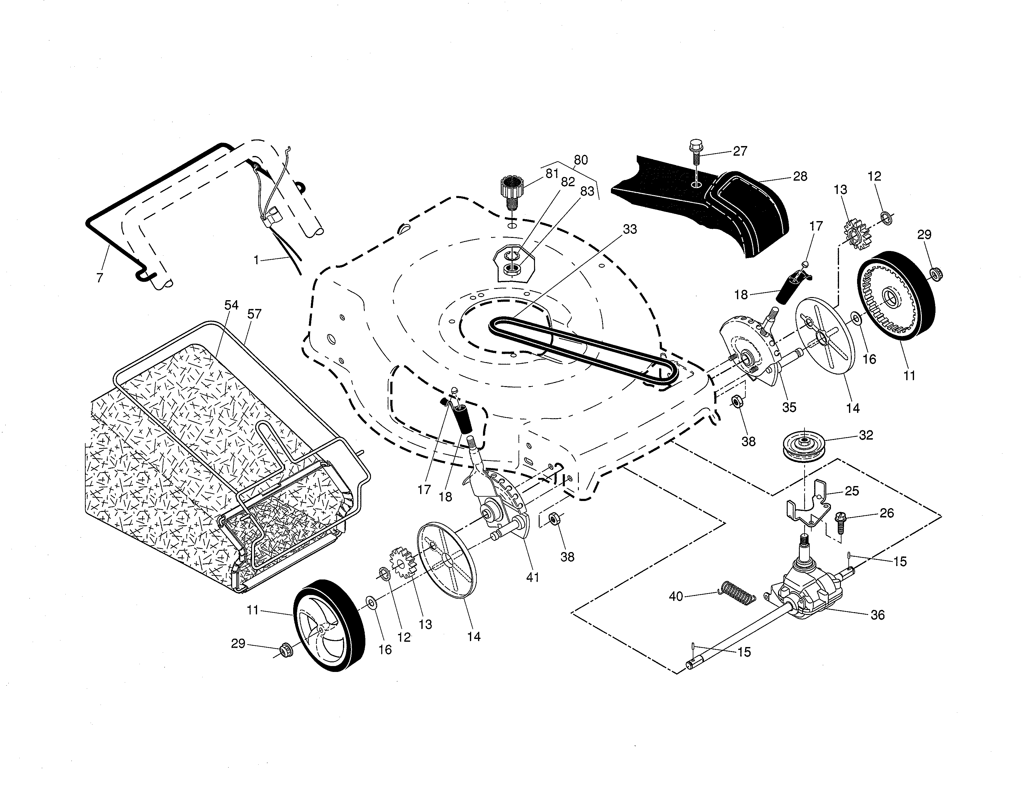 Drive control/gear case/wheels