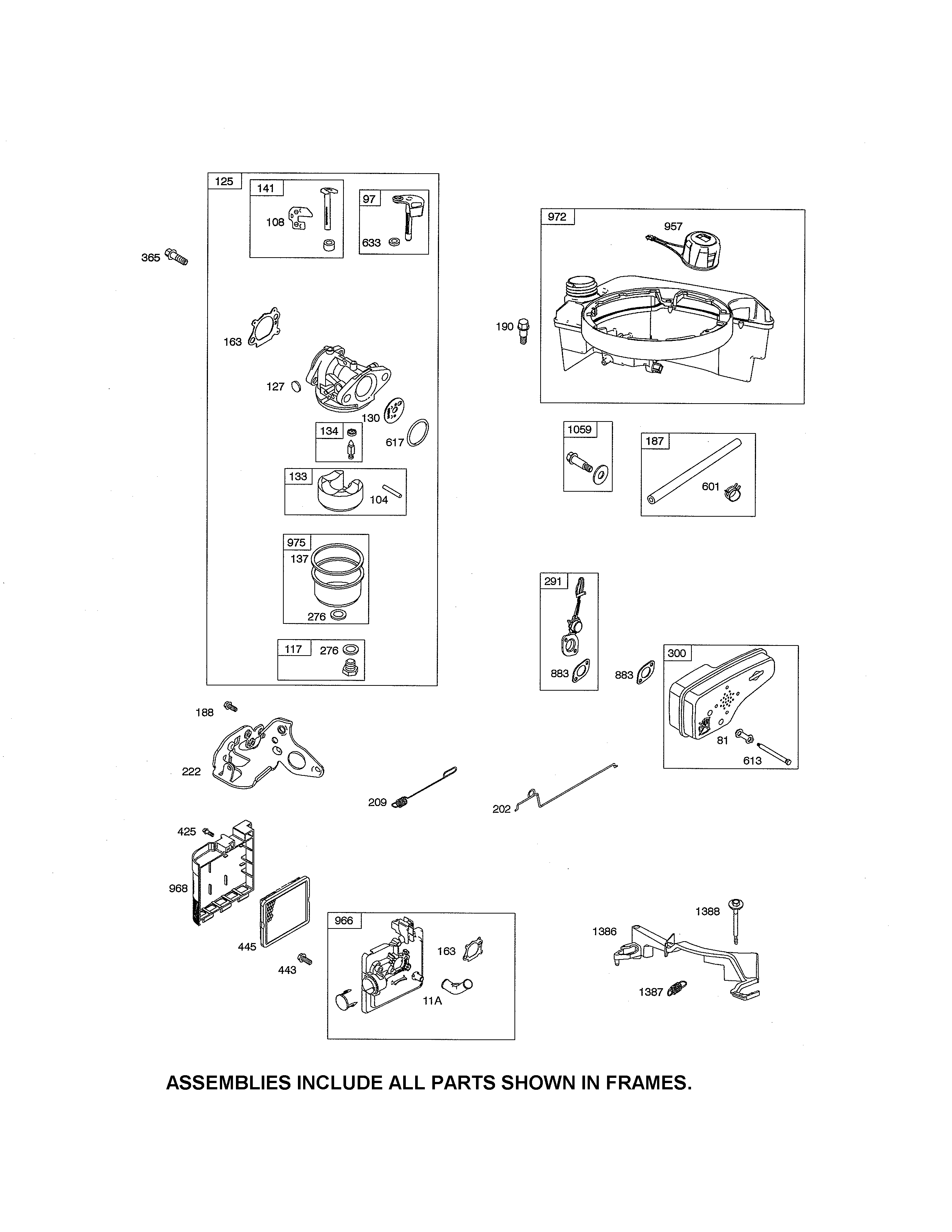 Carburetor/fuel tank/muffler