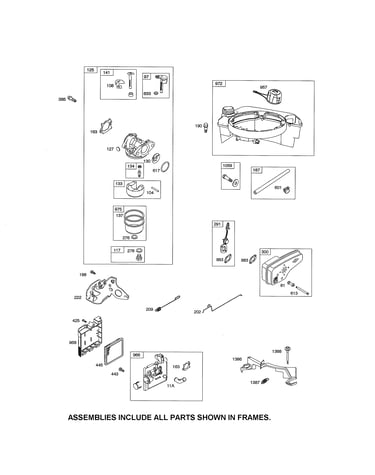 Carburetor/fuel tank/muffler
