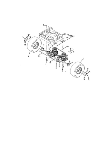 Rear drive & wheels, 42" & 50" decks