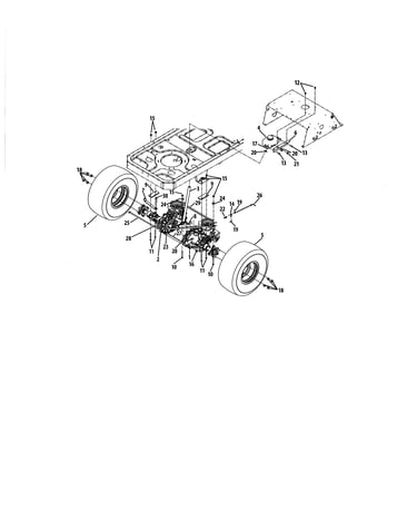 Rear drive & wheels, 54" decks