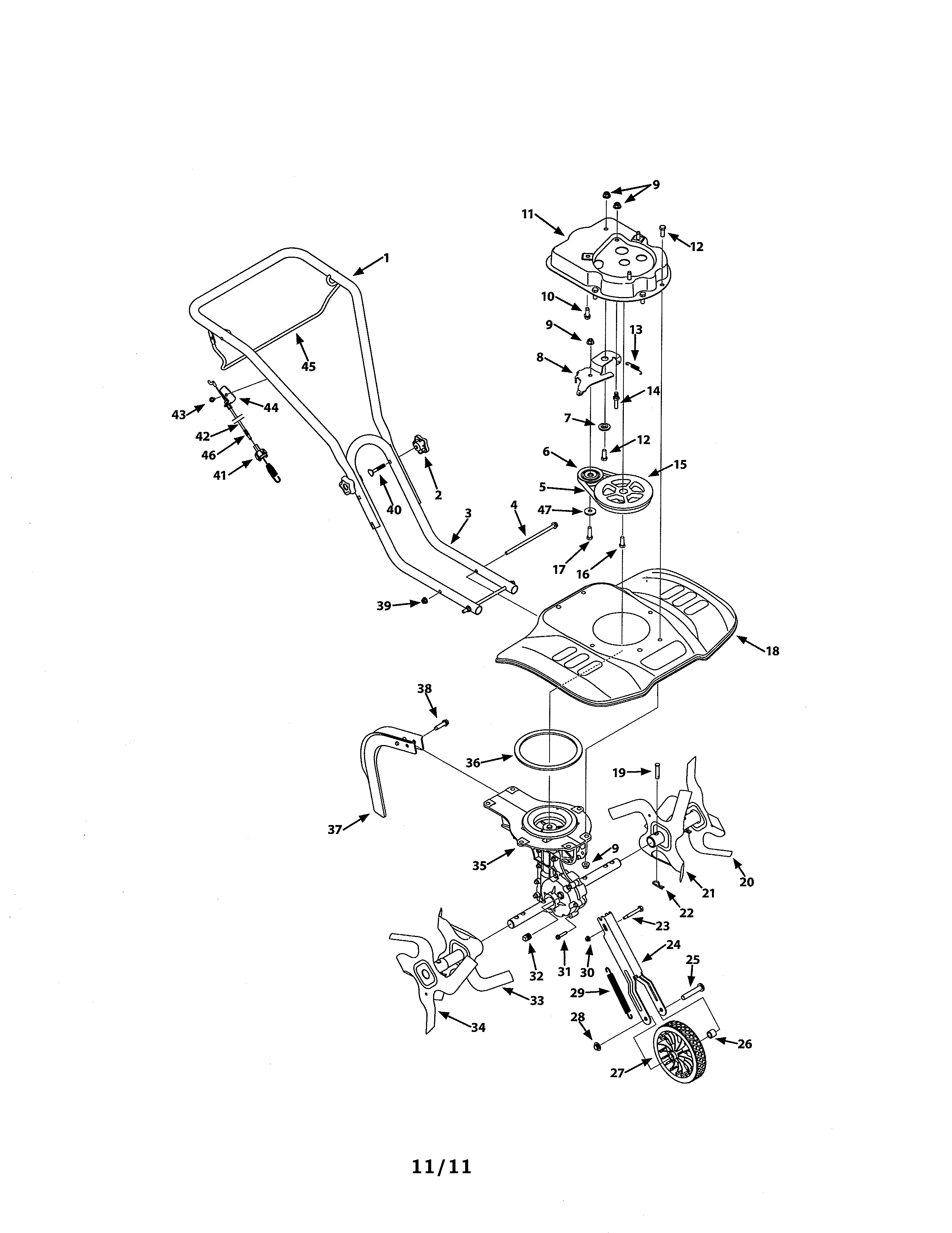Rear tine tiller