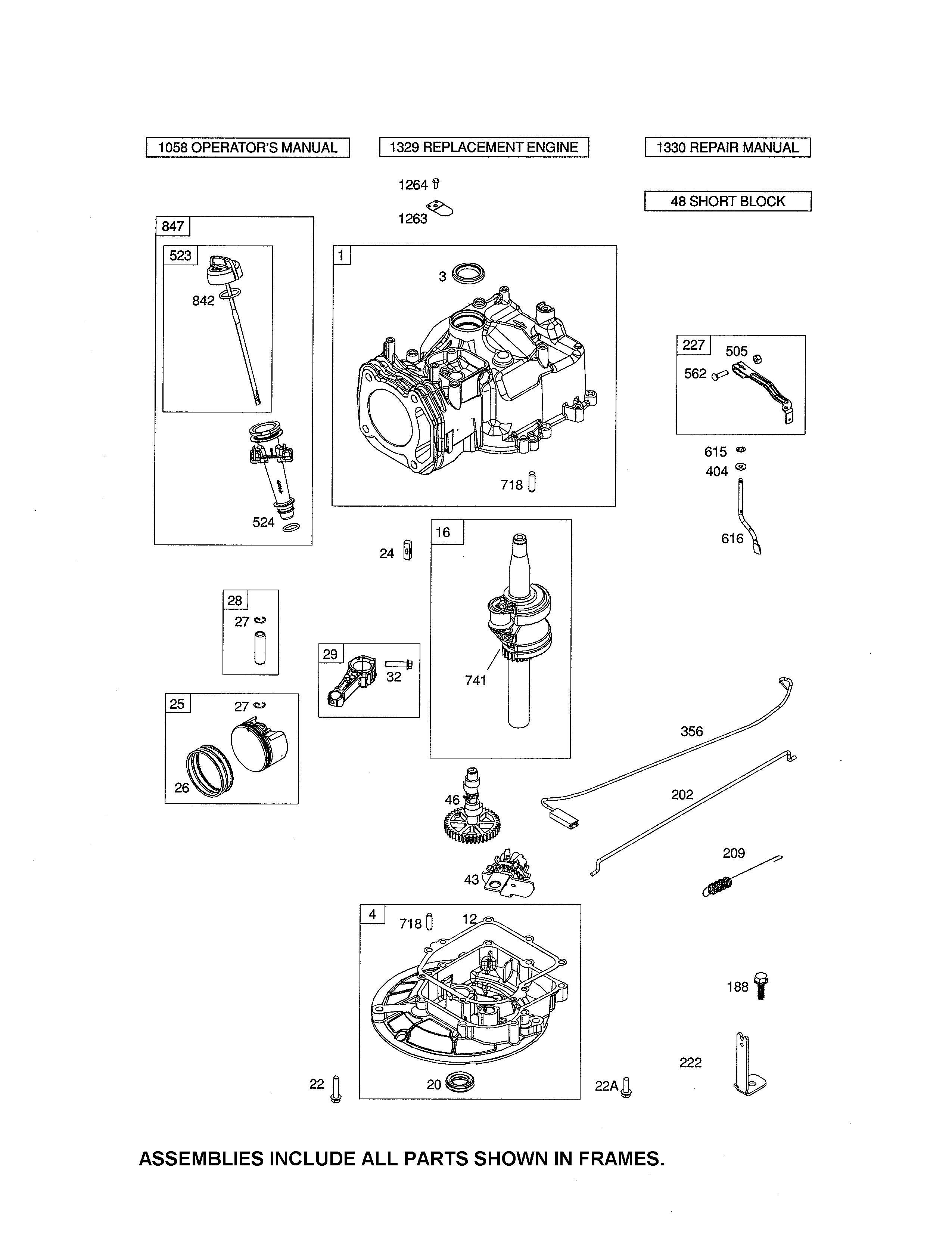 Cylinder/crankshaft/sump