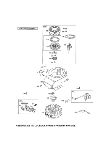 Rewind starter/blower housing