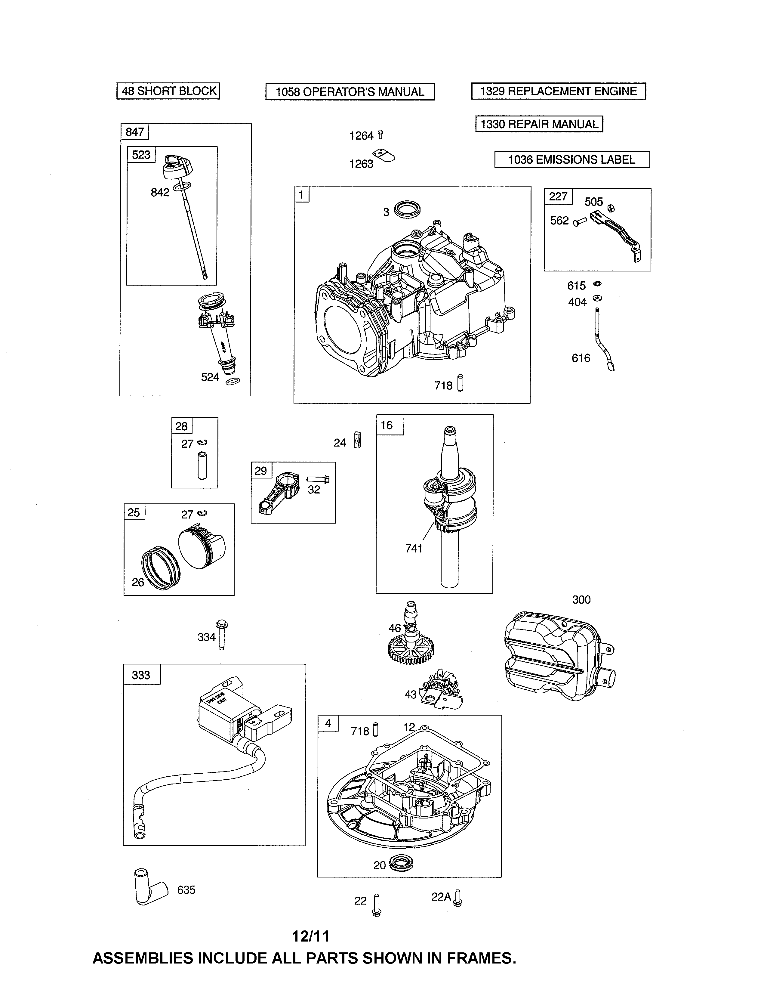 Cylinder/crankshaft/sump