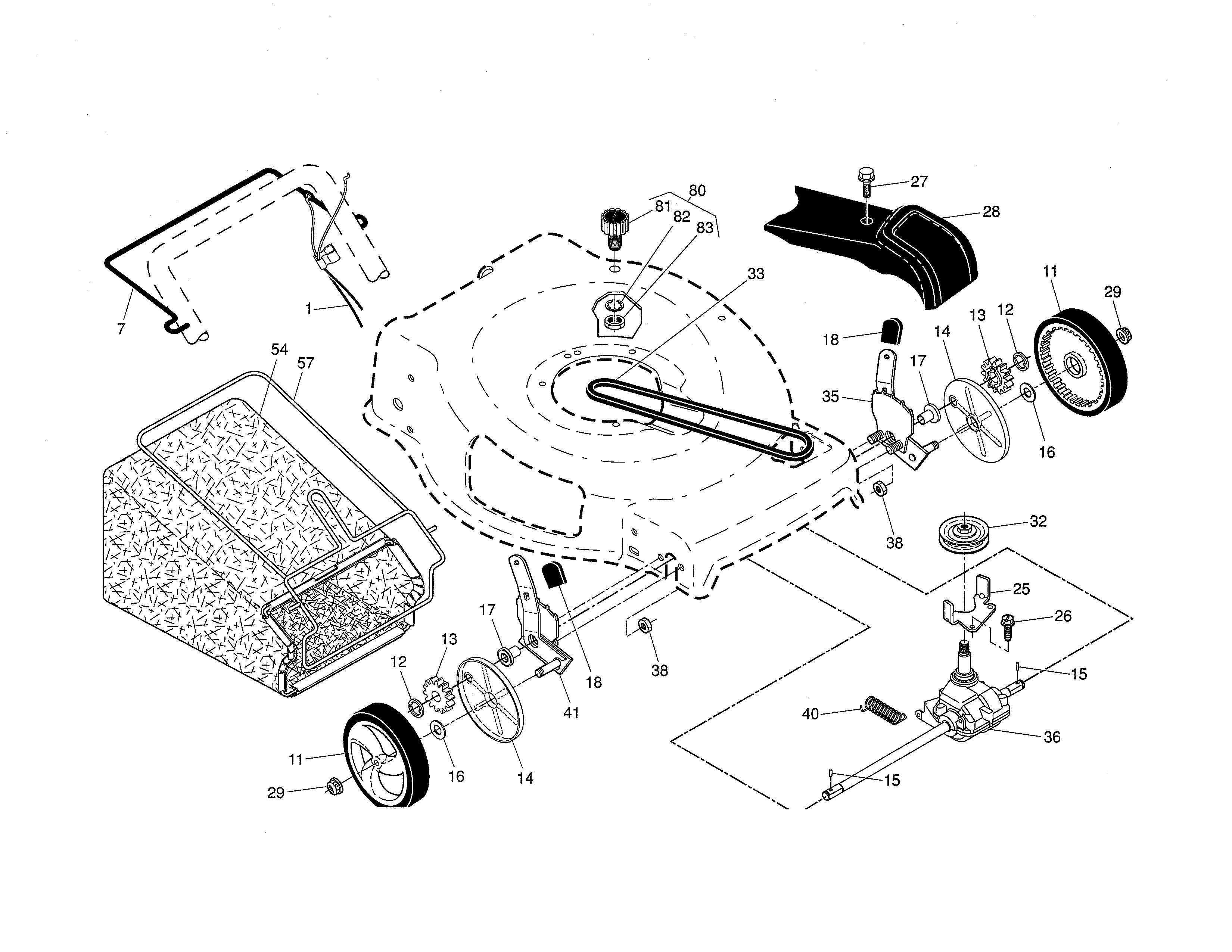 Drive control/gear case/wheels