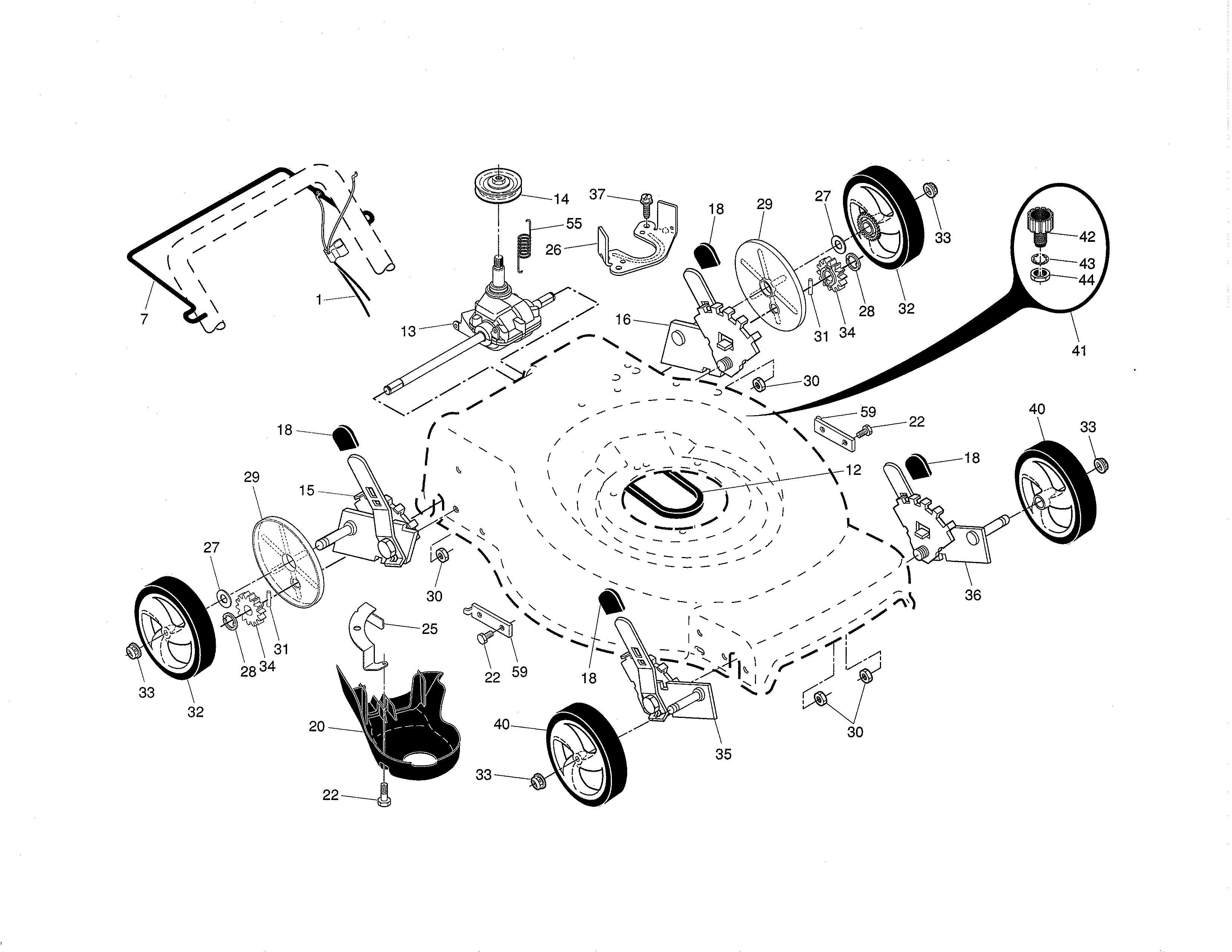 Drive control/gear case/wheels