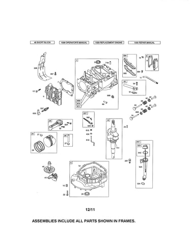 Cylinder/crankshaft/sump