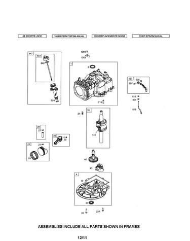 Cylinder/crankshaft/sump