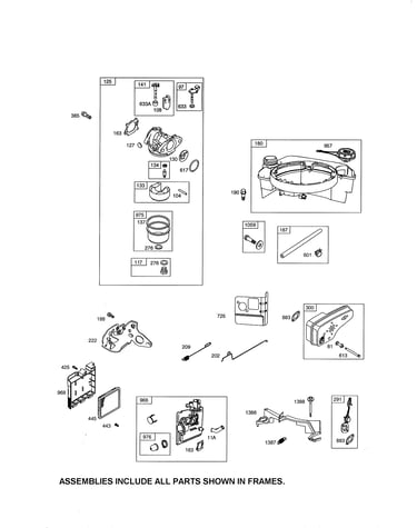 Carburetor/fuel tank/muffler