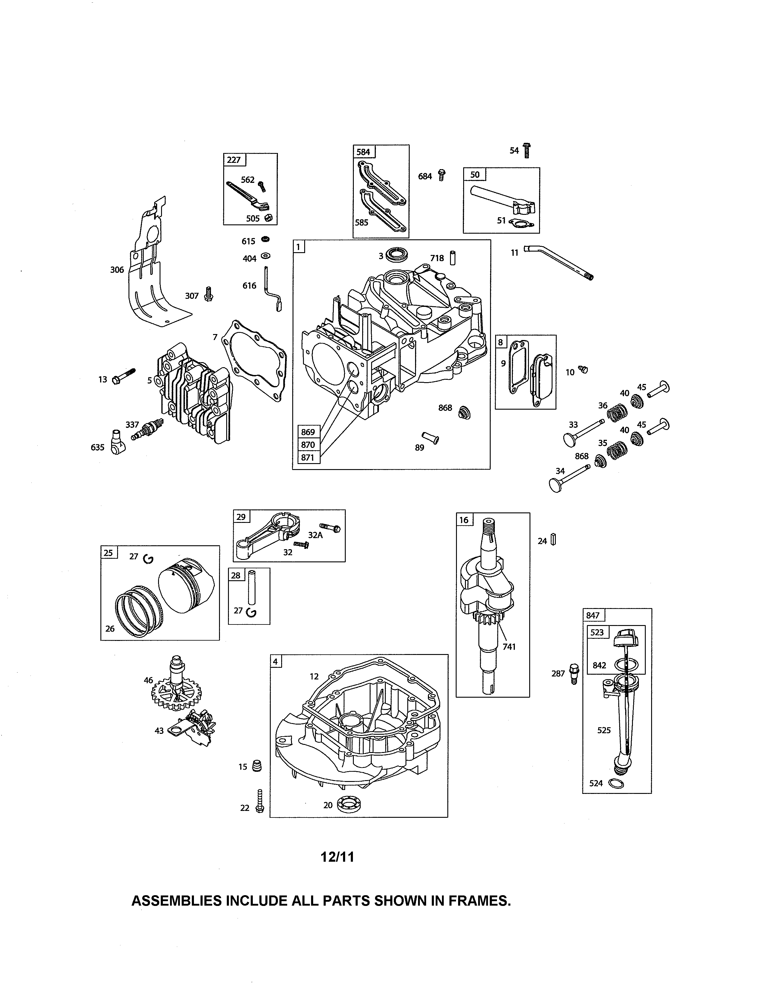 Cylinder/crankshaft/sump