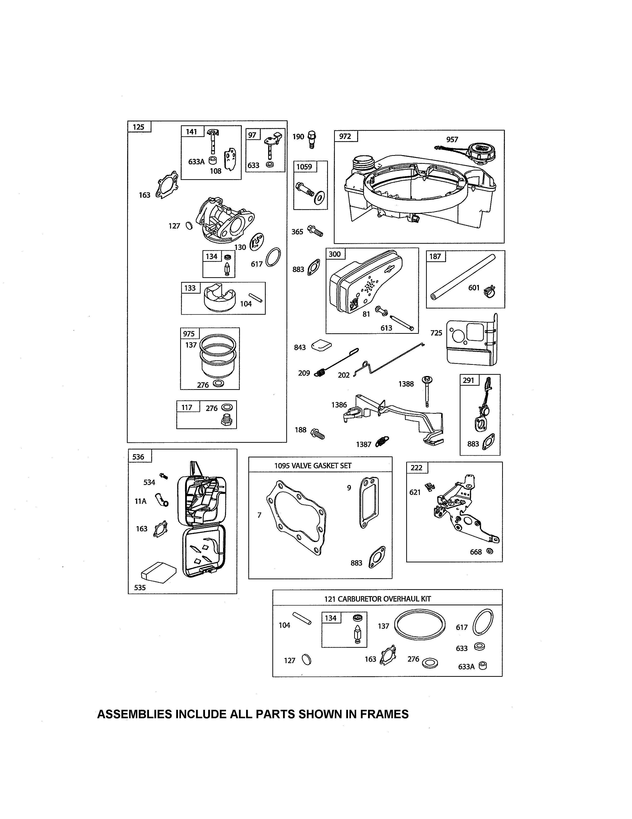 Carburetor/fuel tank/muffler