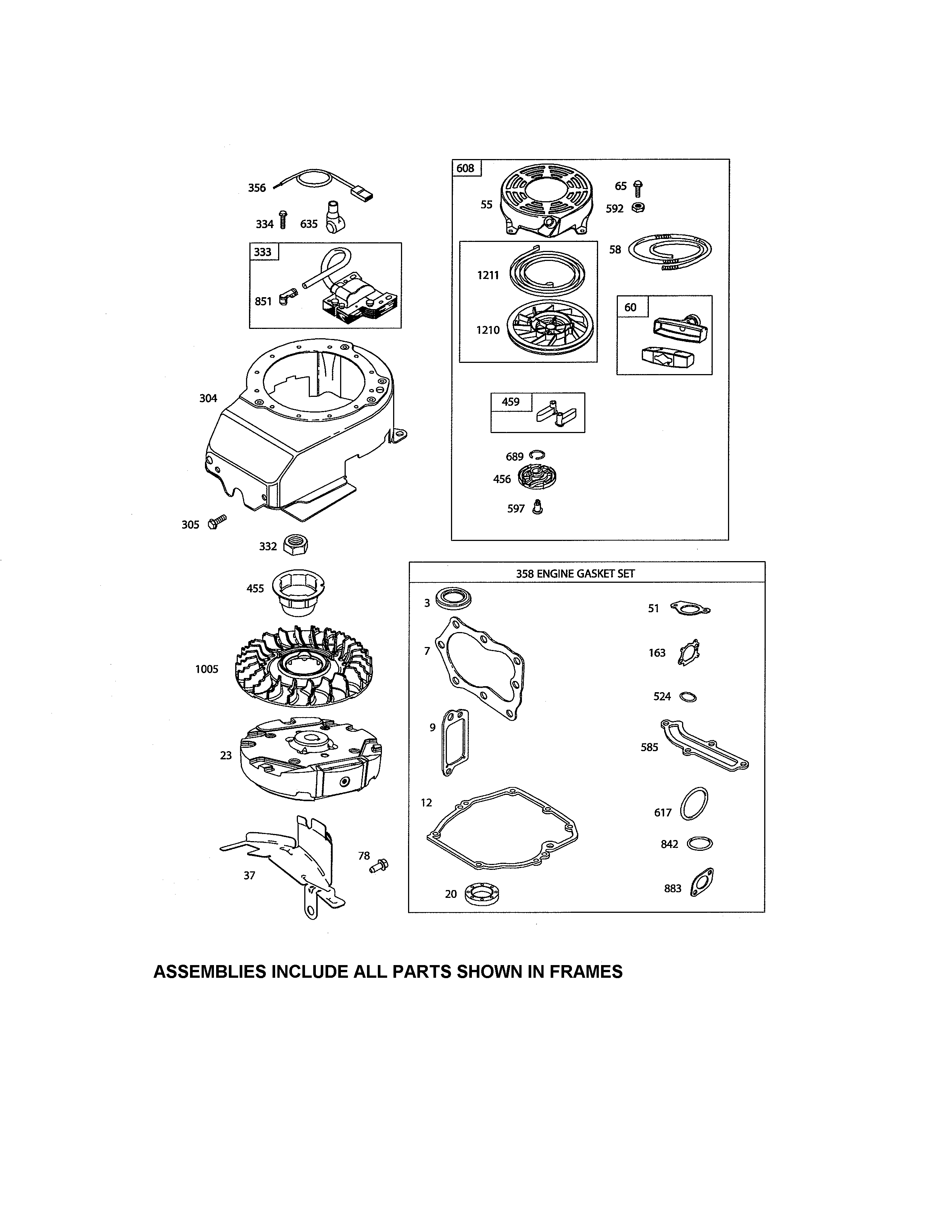 Rewind starter/blower housing