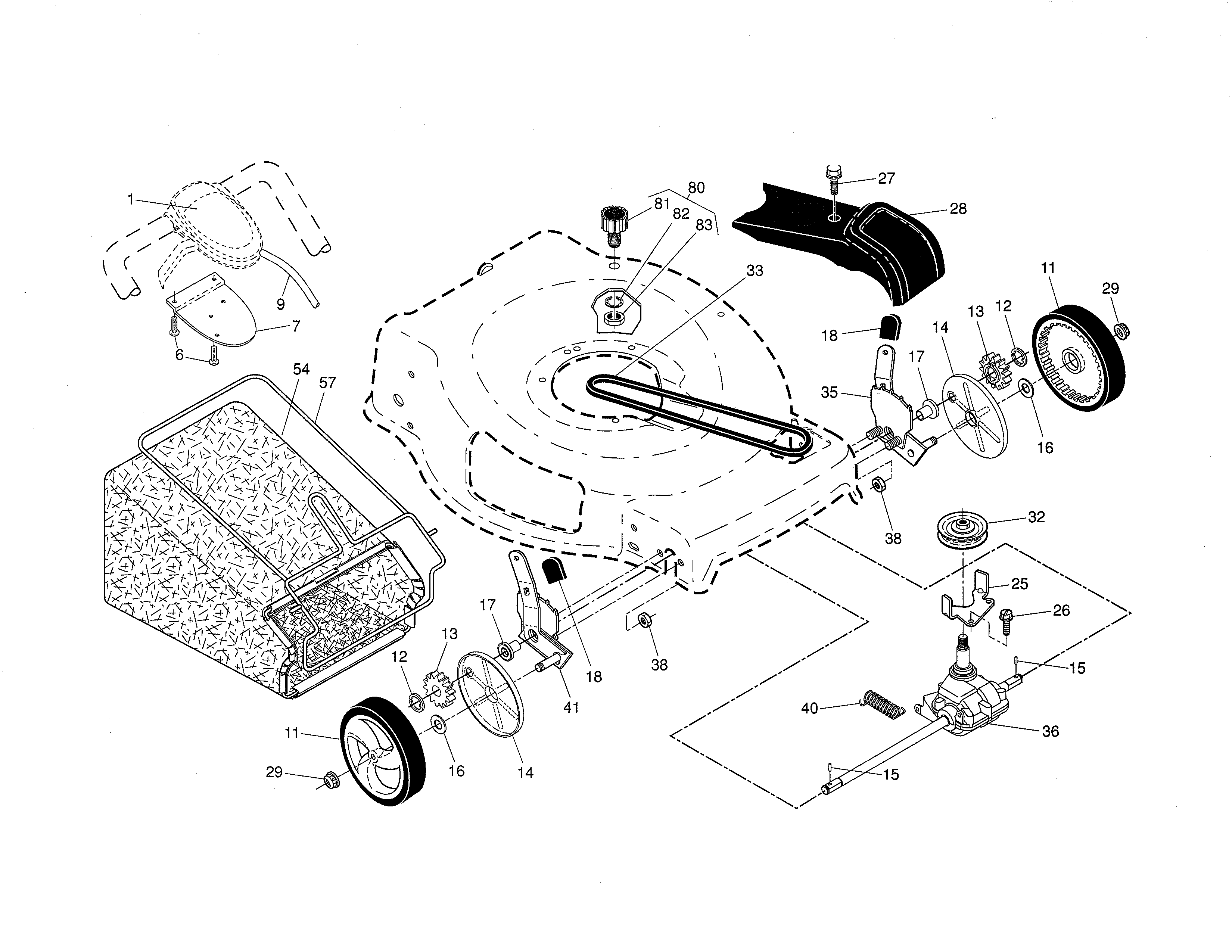 Drive control/gear case/wheels