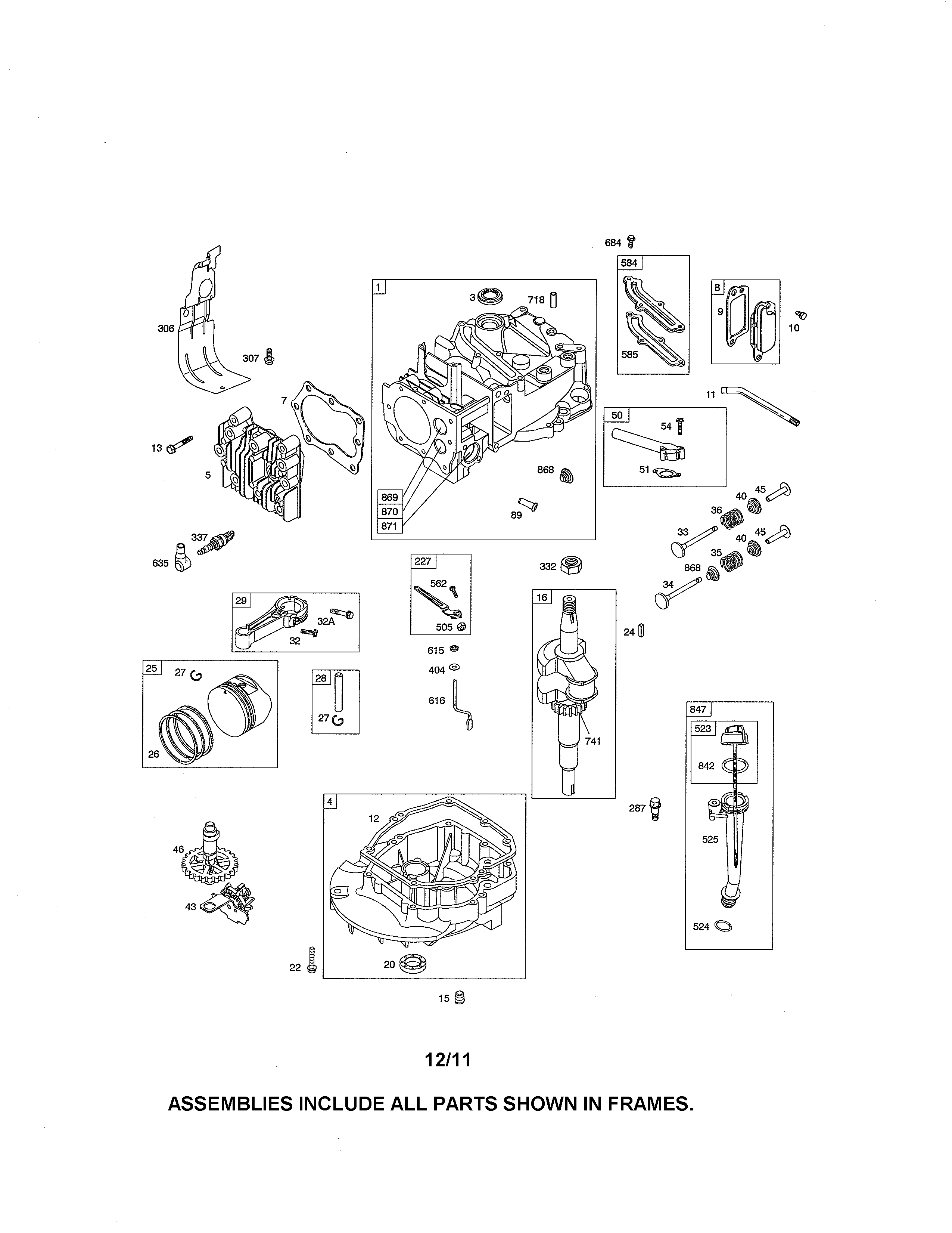 Cylinder/crankshaft/sump