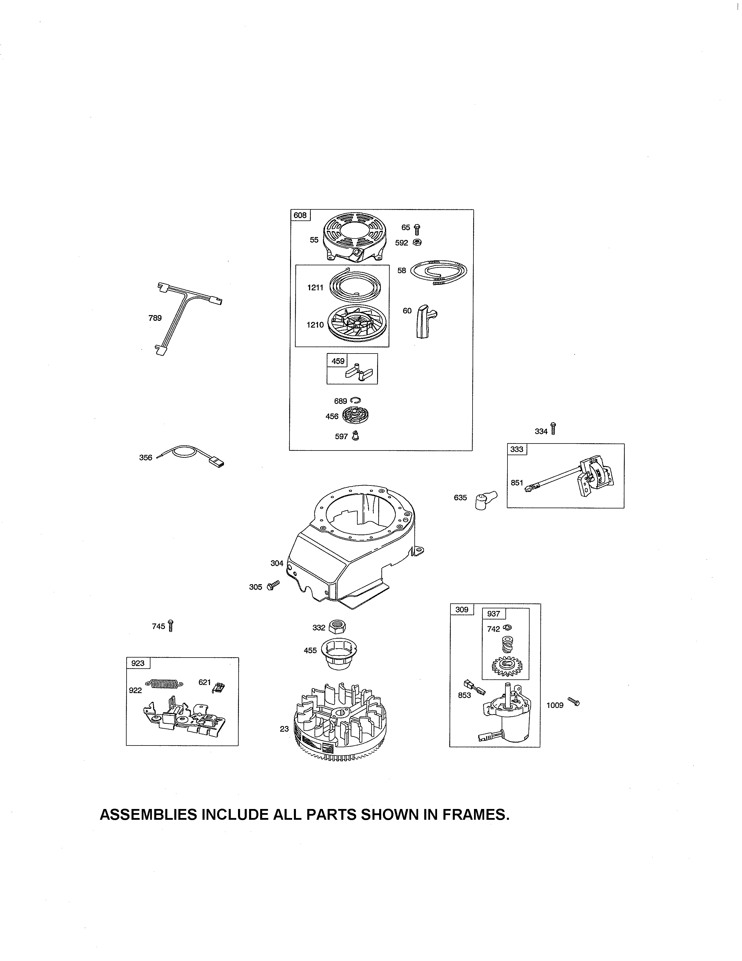 Rewind starter/blower housing