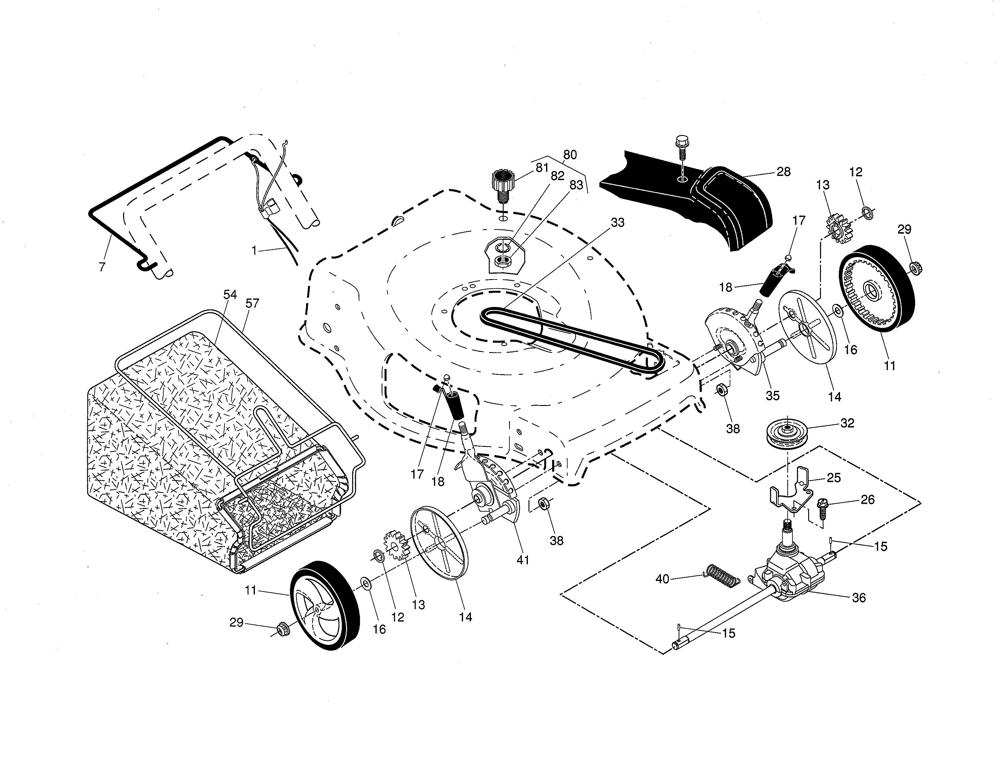 Drive control/gear case/wheels