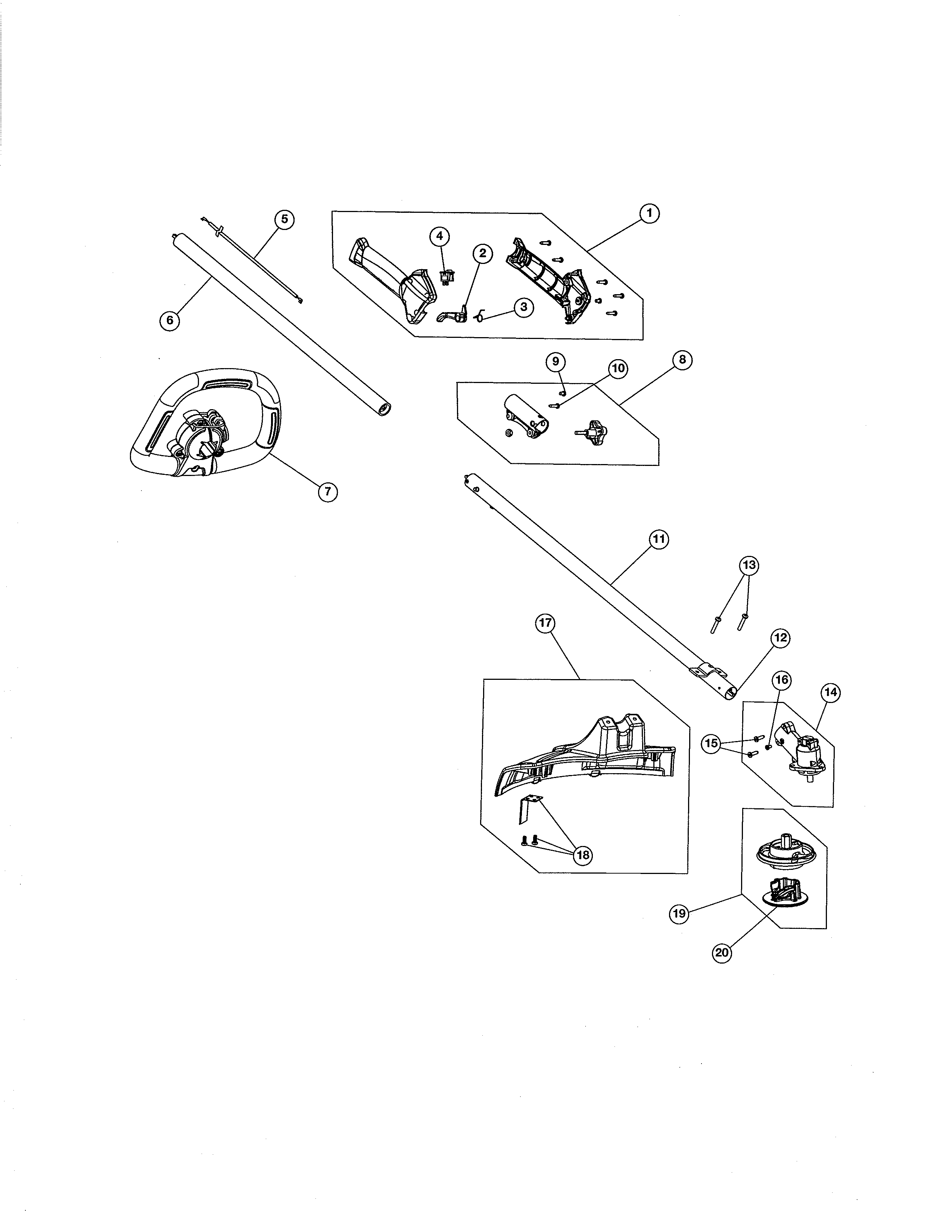 Shield/shaft/handle