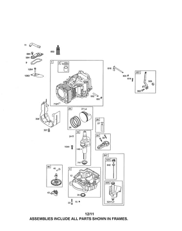 Cylinder/crankshaft/sump