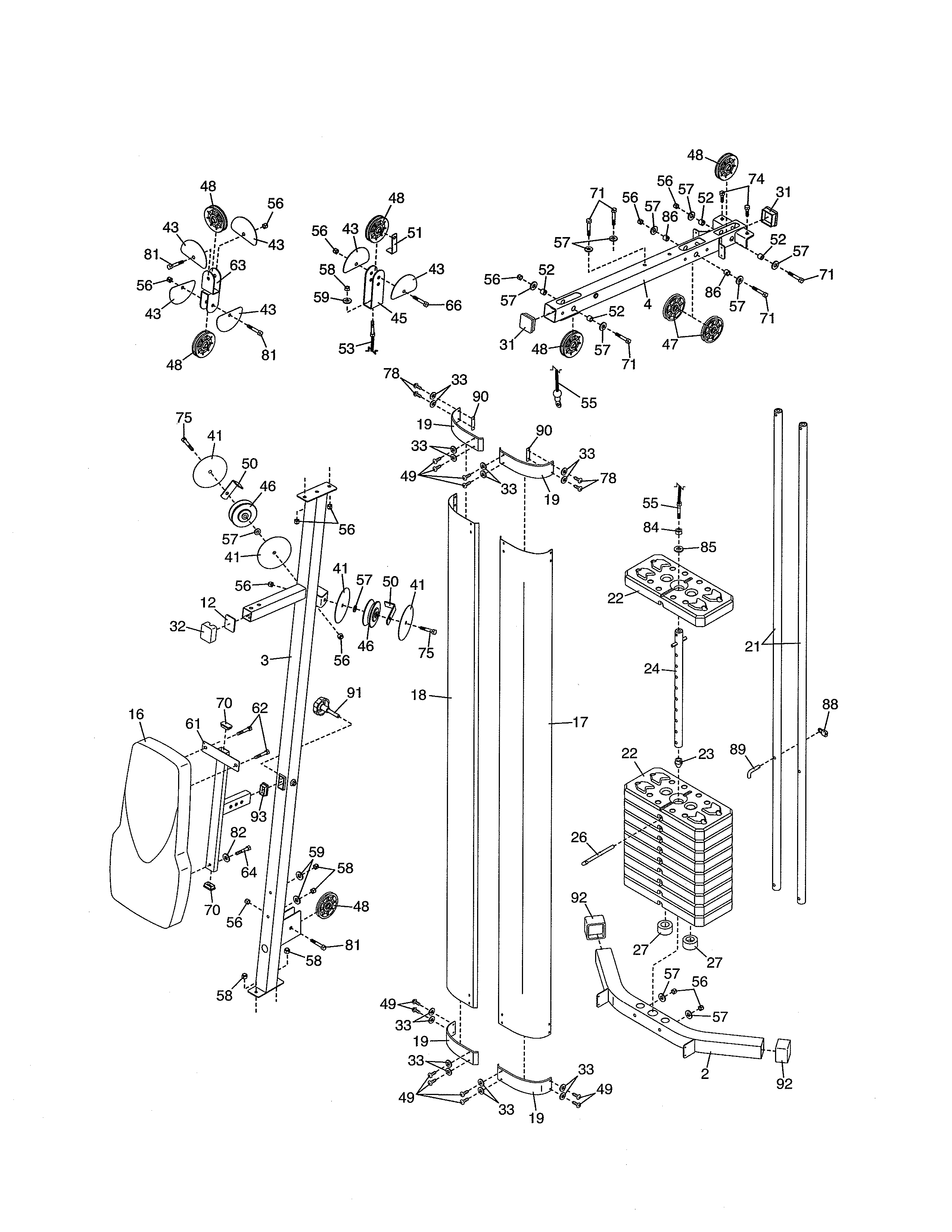 SHROUD/WEIGHTS/BACK REST