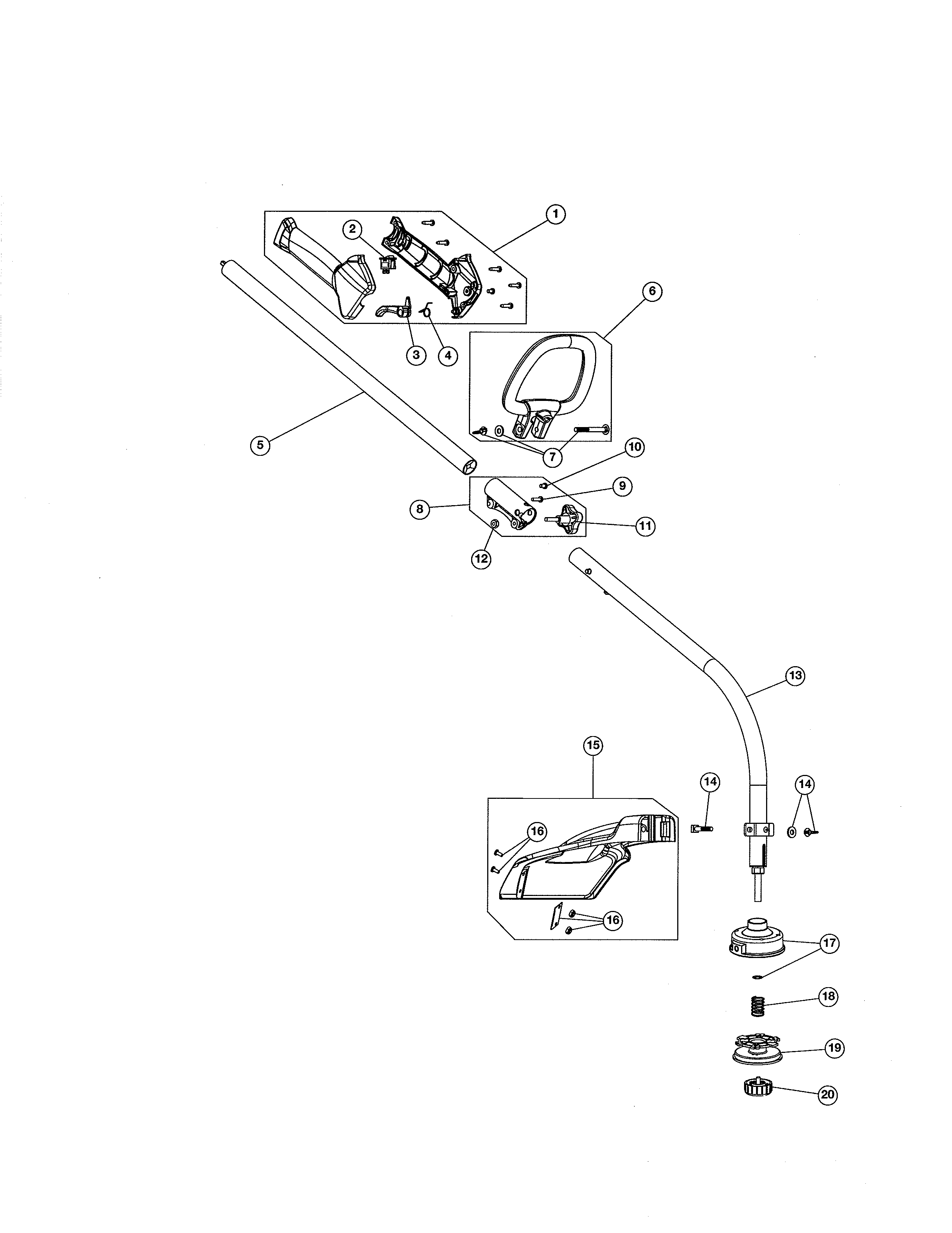 Handle/shield/drive shaft