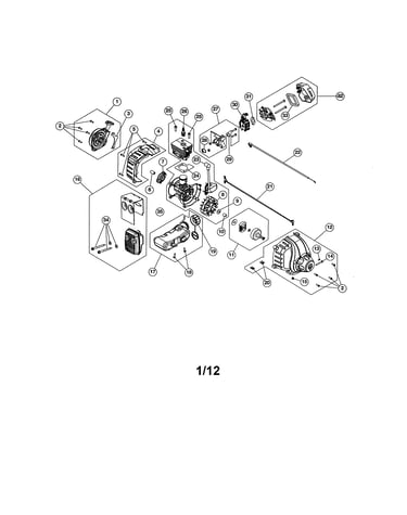 Short block/fuel tank/muffler