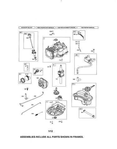 Cylinder/crankshaft/fuel tank