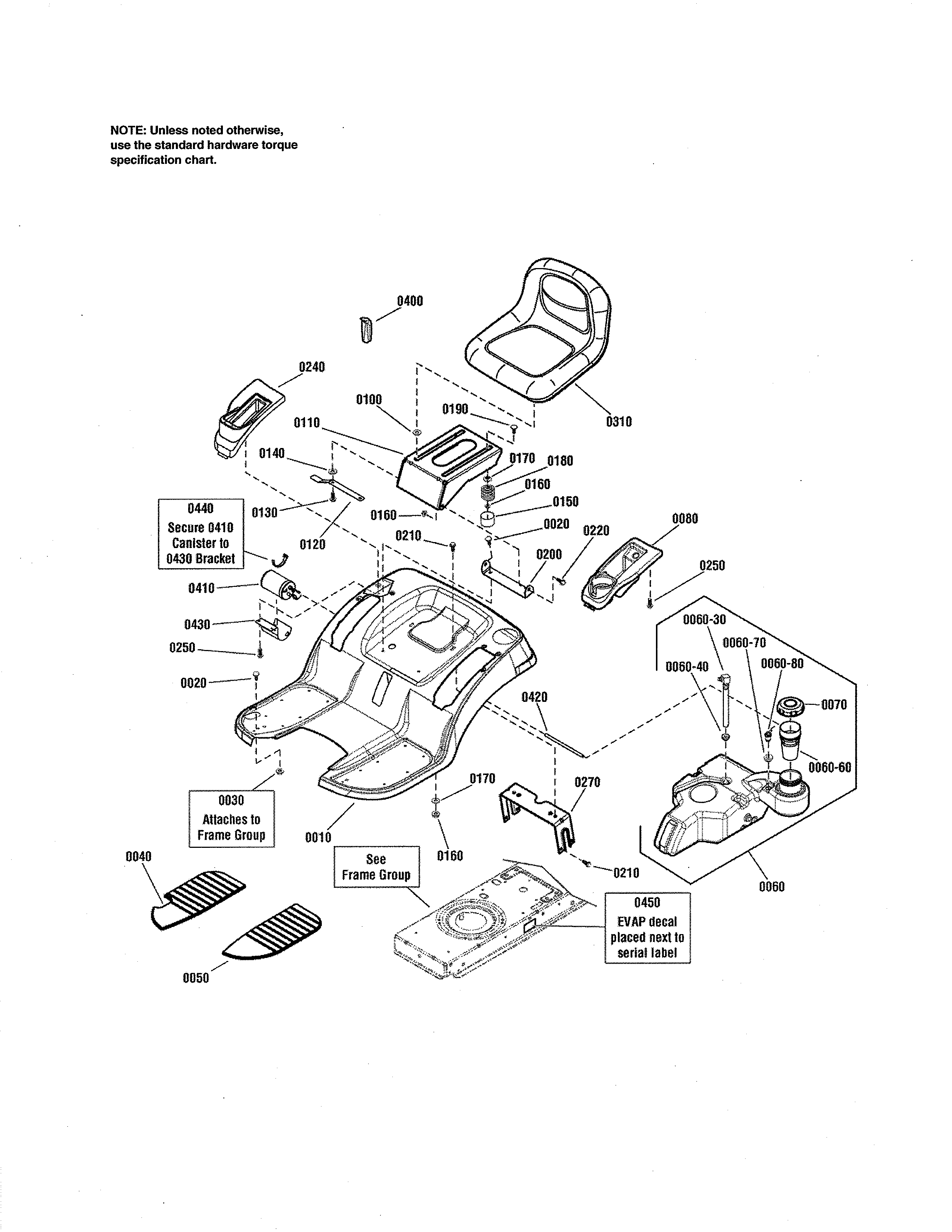 Seat deck & fuel tank-evap compliant