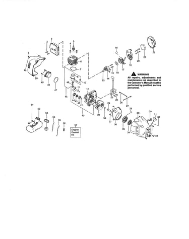 Cylinder/fuel tank/muffler