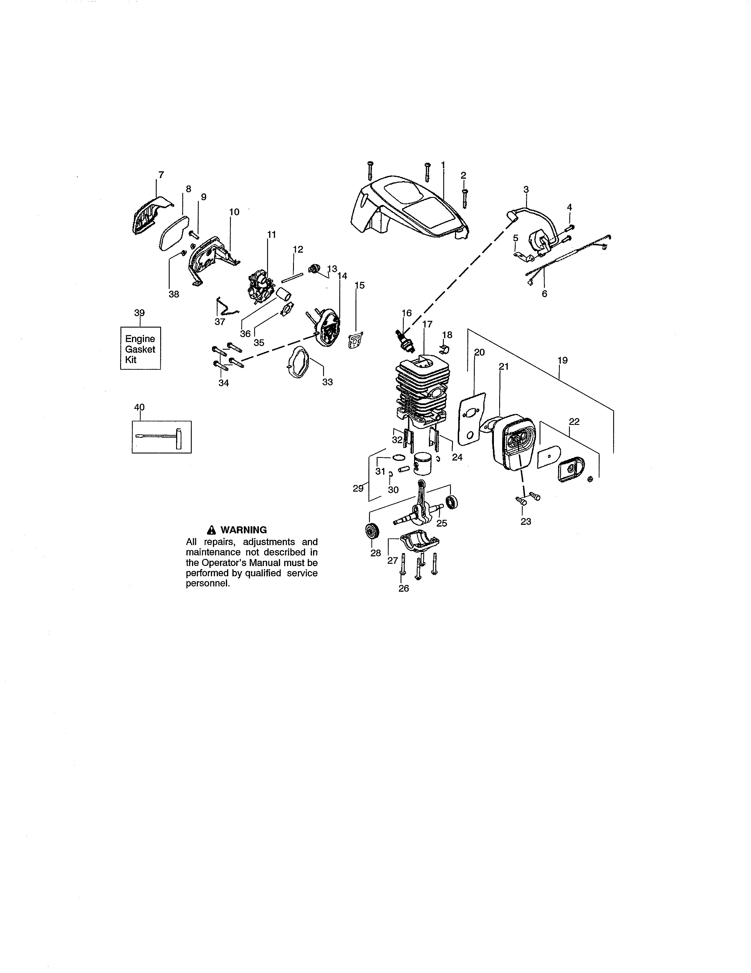 Cylinder/shield/crankshaft