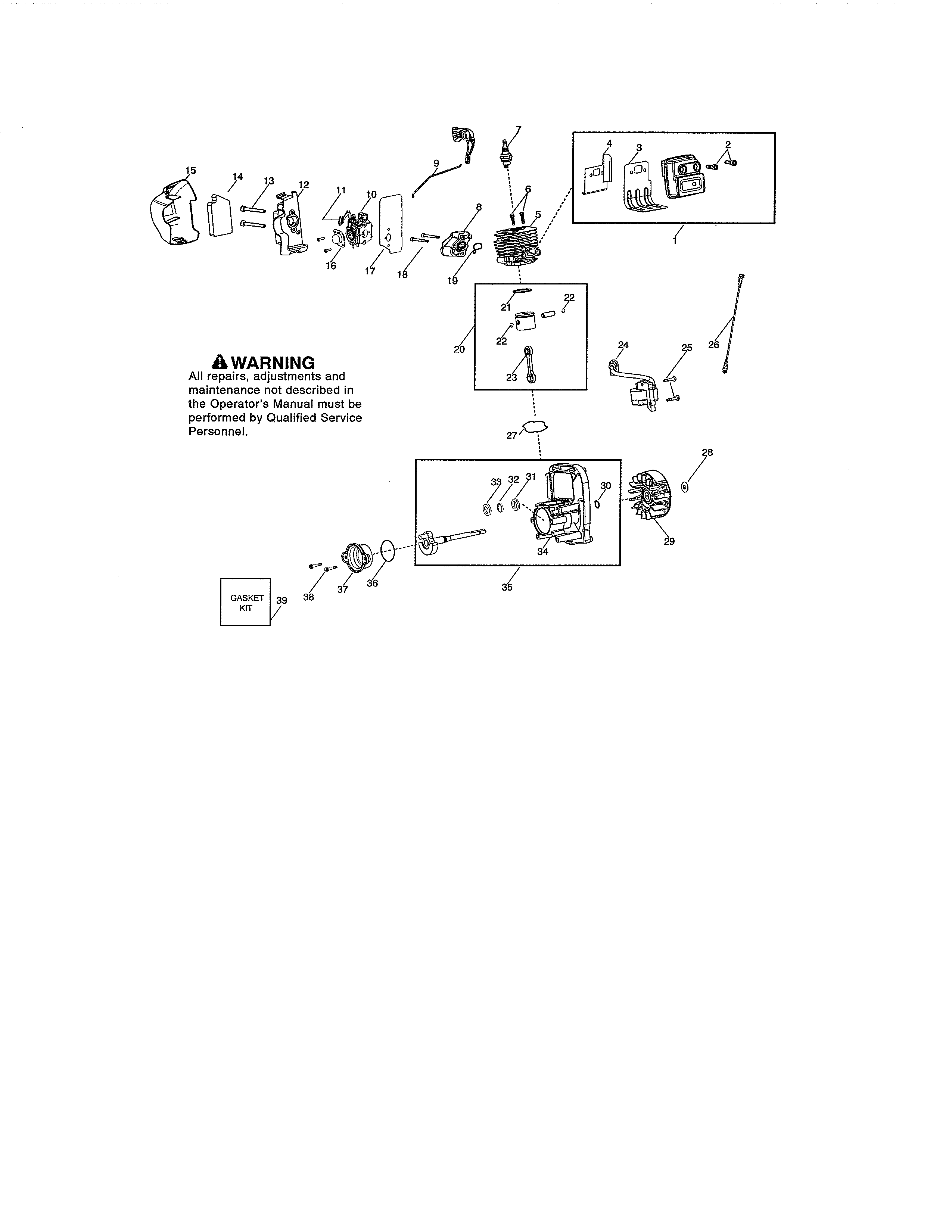 Cylinder/muffler/crankcase