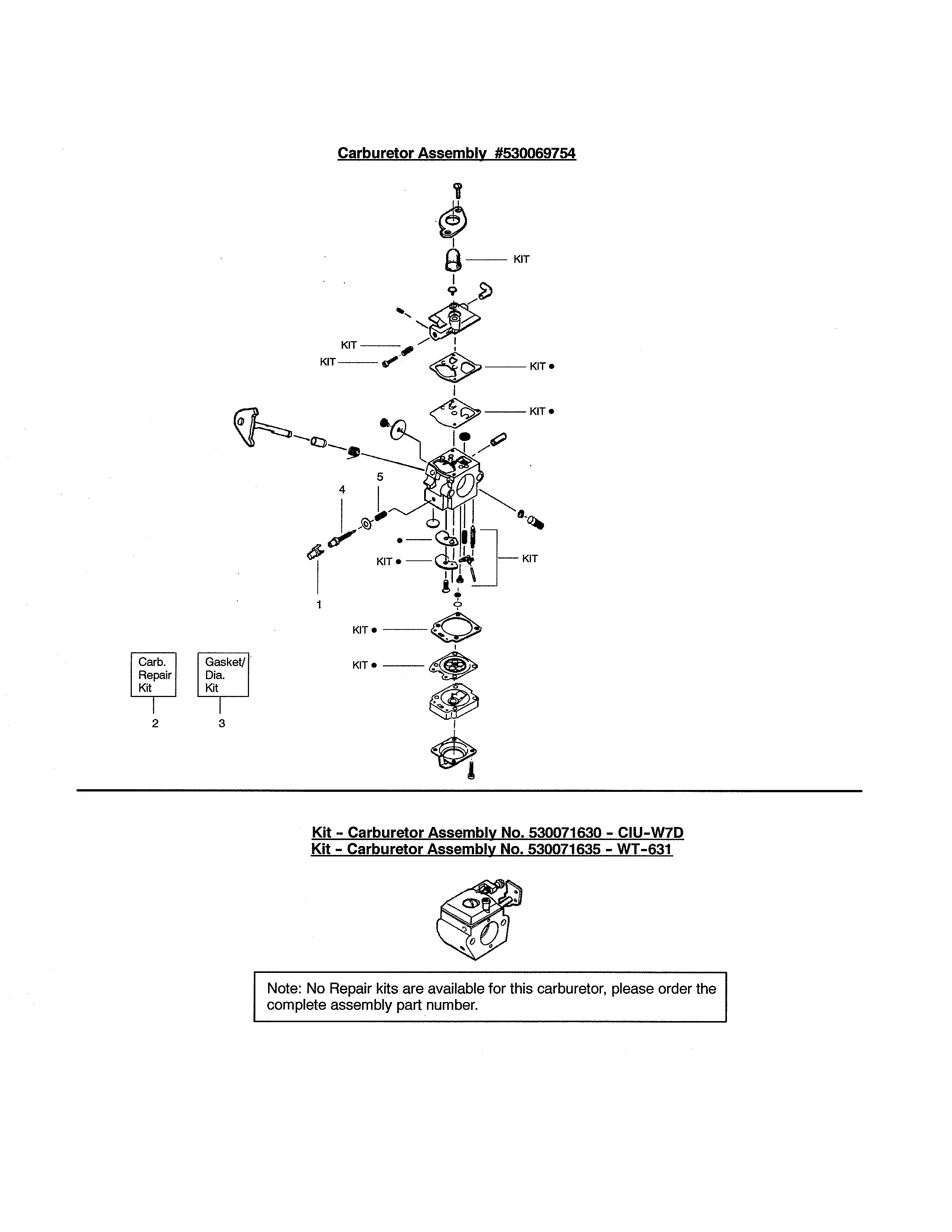 Carburetor assembly #530069754