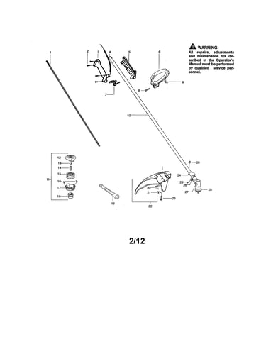 Driveshaft/handle/shield