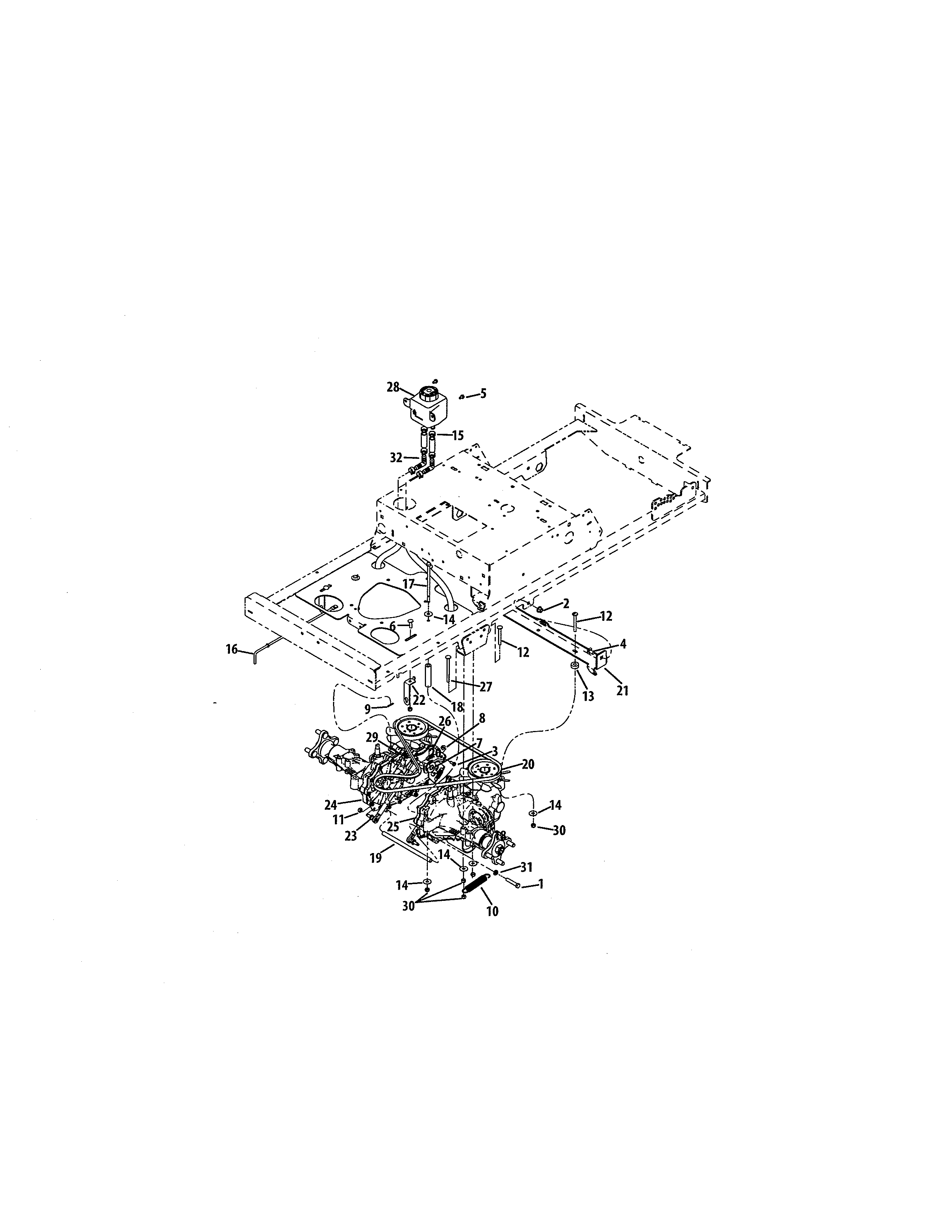Expansion tank/transmission weldment