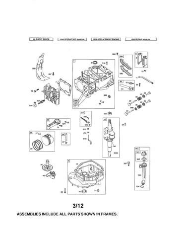Cylinder/crankshaft/sump